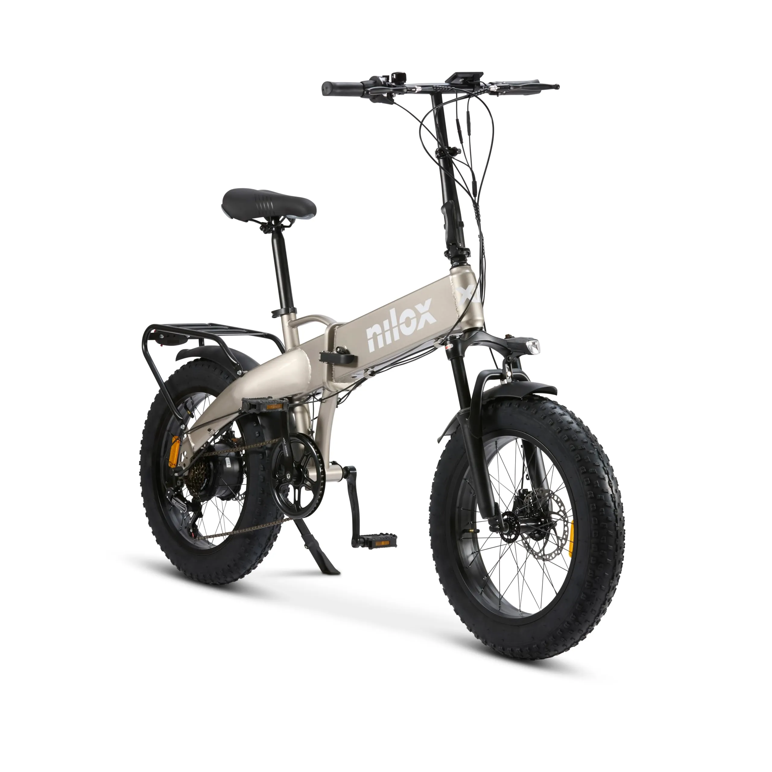 Nilox, Ebike X10, Bici Elettrica Pieghevole, Fino a 70 km di Autonomia, Fino a 25 Km/h, Motore da 36 V/250 W e Batteria Removibile 36V-13 Ah, Gomme FAT 20"x4", Cambio a 6 Velocità, Colore Grigio