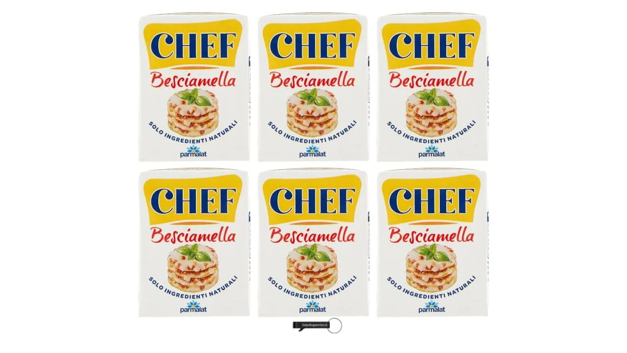 Parmalat Chef Besciamella, Salsa Bechamel con Ingredienti Naturali, Set da 6 x 200 ml, con Portachiavi italy shop service