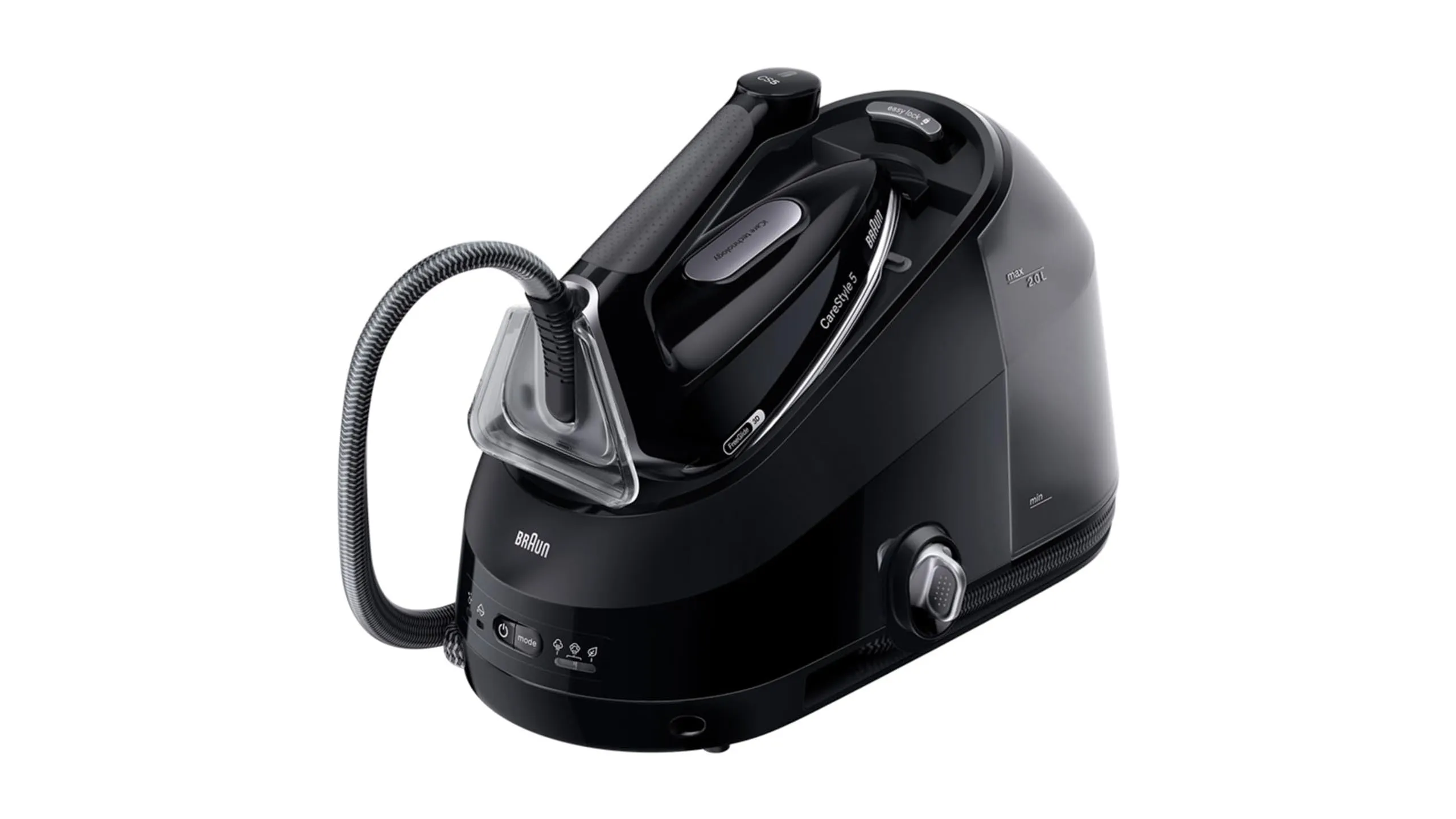 Braun CareStyle 5 IS5249BK, Sistema Stirante con Tecnologia FreeGlide 3D, 150 g/min di Vapore, Riscaldamento Veloce, Modalità iCare, Stiratura Verticale, Serbatoio 2L Rimovibile, 2400W, Nero