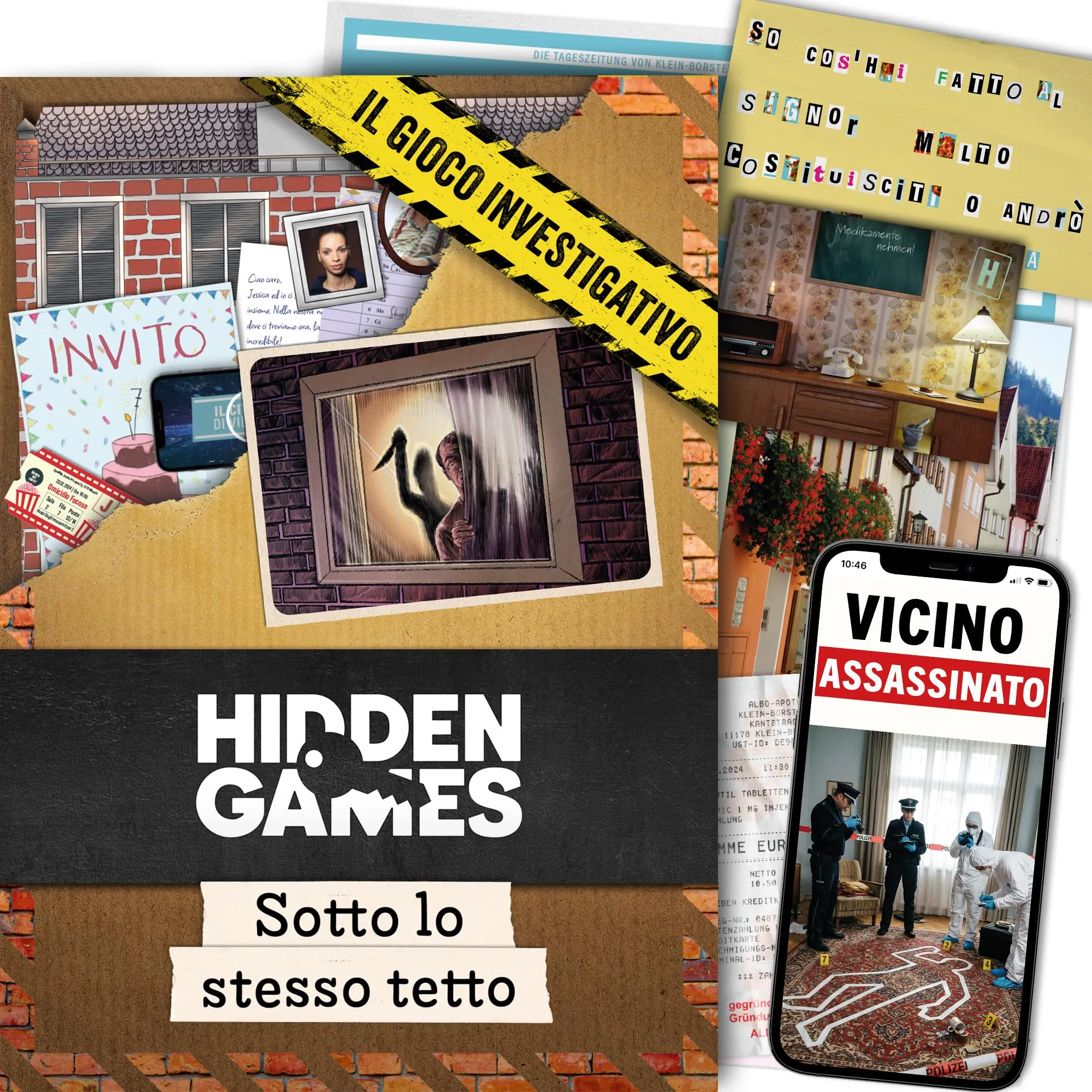 Hidden Games Luogo del Reato - Sotto lo stesso tetto - Italiano - Gioco investigativo realistico ed emozionante, tipo Escape Room da tavolo