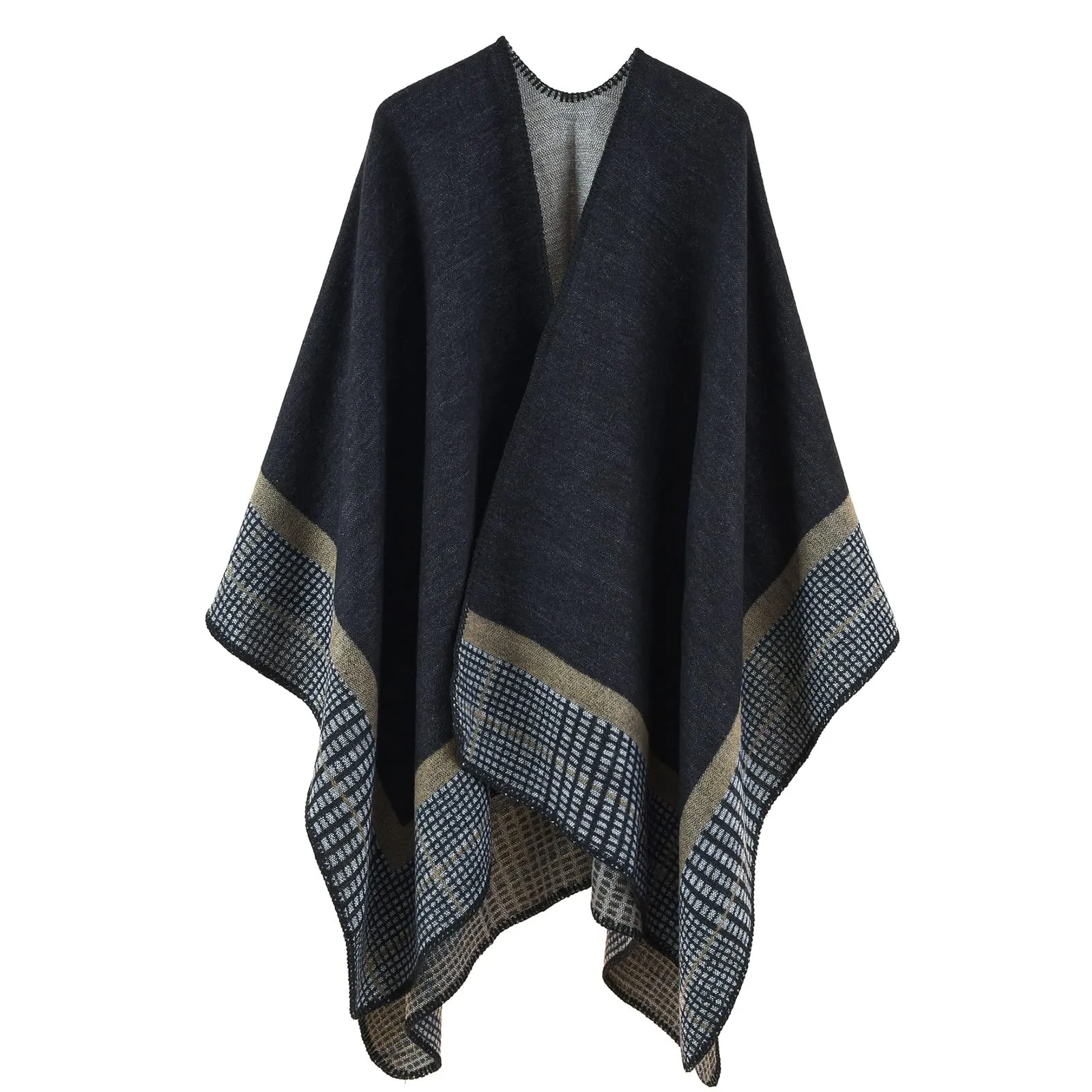 colornival Poncho da Donna Invernale Scialli Avvolgenti Caldo Sciarpa da in Maglia Mantello Alla Elegante Indossabile Coperta Lungo Cardigan Maglione Cappotti