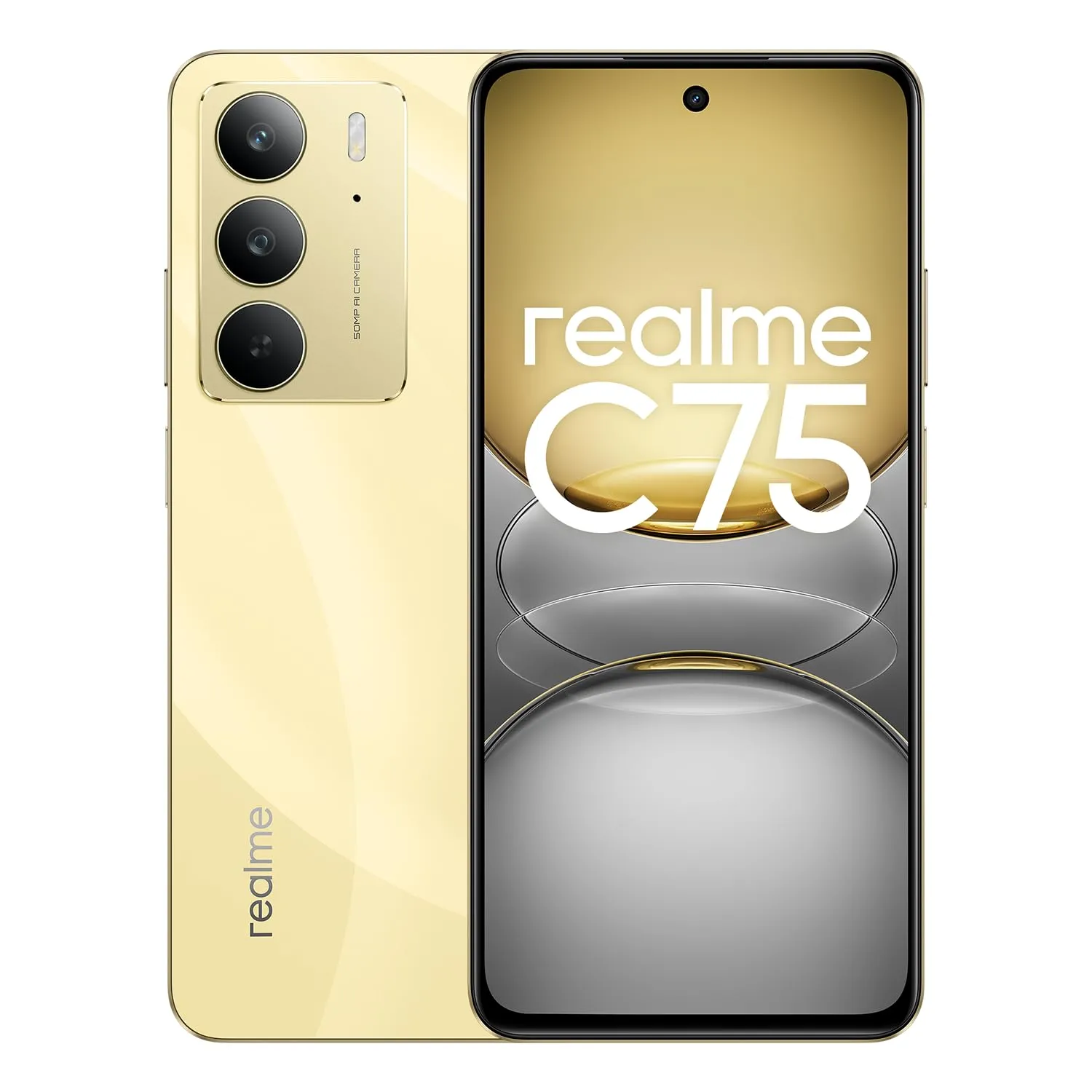 realme C75 Smartphone 8+128GB, Resistenza Ultra alla Polvere e all'Acqua IP69, Batteria massiva da 5828mAh, Fotocamera con AI da 50 MP, Display da 6,72" con 90 Hz, Oro, Nessun adattatore