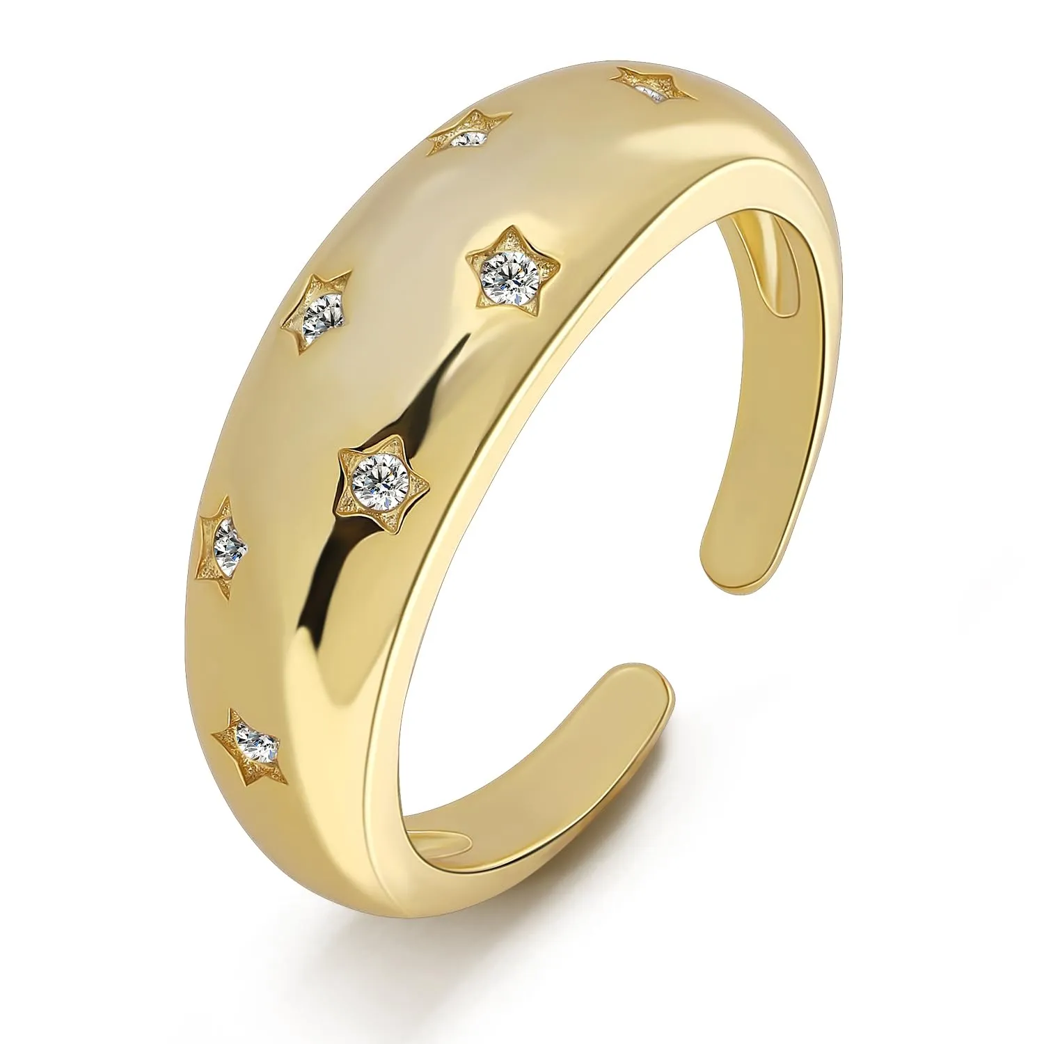 Meissa Anello Argento 925 Donna Anello Regolabile Donna Anelli Oro Zircone cubico Impilabile Anelli fascia moda Gioielli d'autunno Regalo Donna, Oro