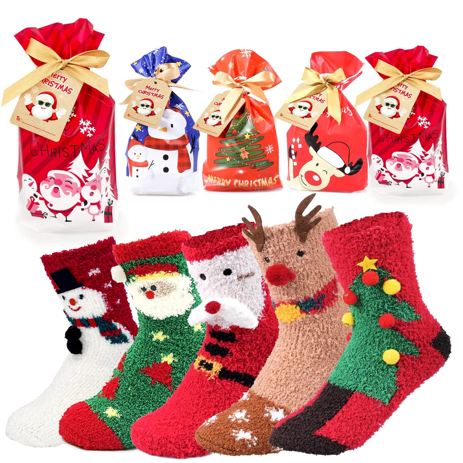 iZoeL Calzini Donna Invernali 5 Paia Calzini Natalizi Calzini Termici Calzini Natale Calzini Caldi Calzini Divertenti Calzini Fantasia - Regalo di Natale Capodanno per Adulti Donne Ragazzo Ragazza