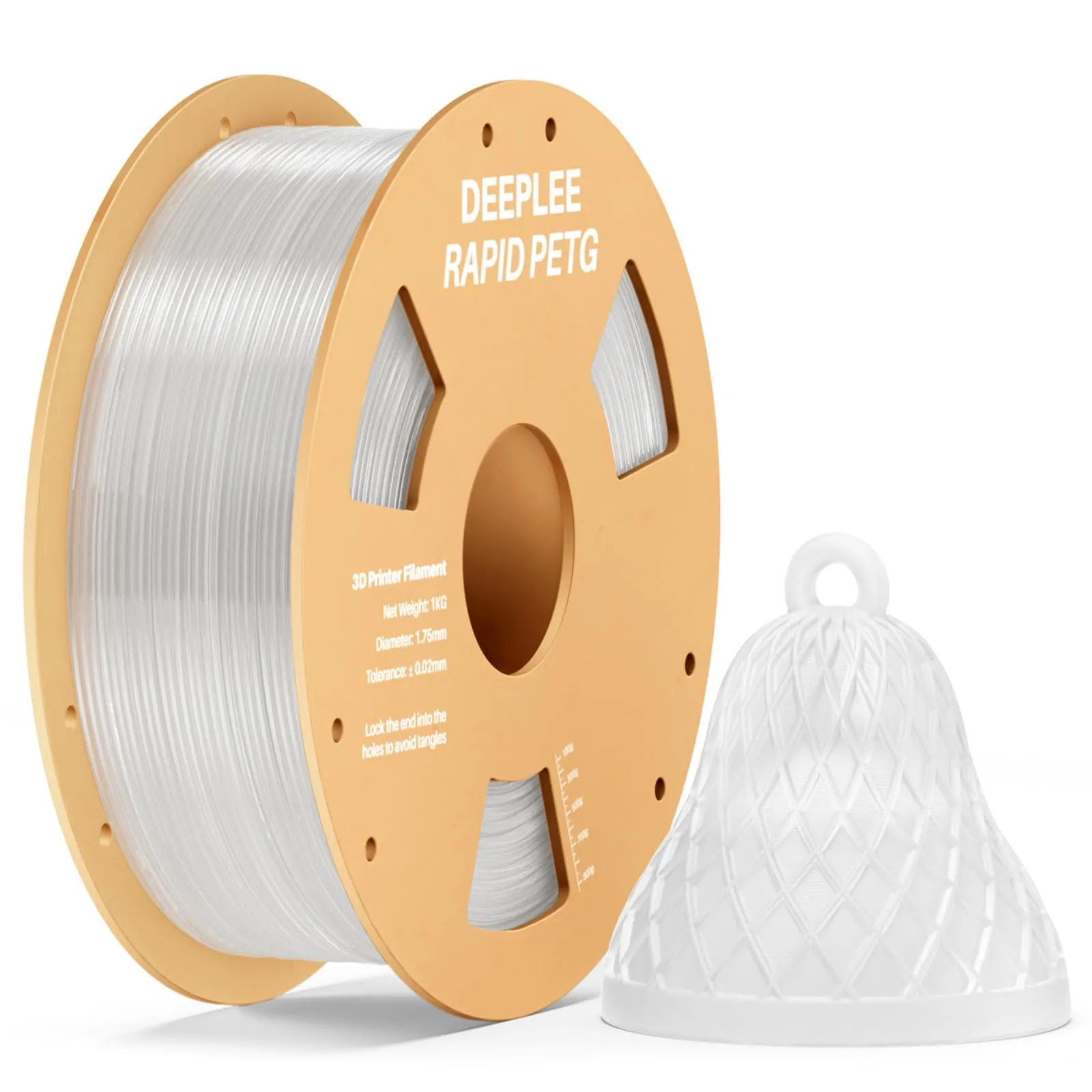 Filamento PETG Rapido DEEPLEE 1.75mm Trasparente 1KG, Alta Resistenza agli Urti, Stampa Fino a 610 mm/s, Compatibile con la Maggior parte delle Stampanti FDM