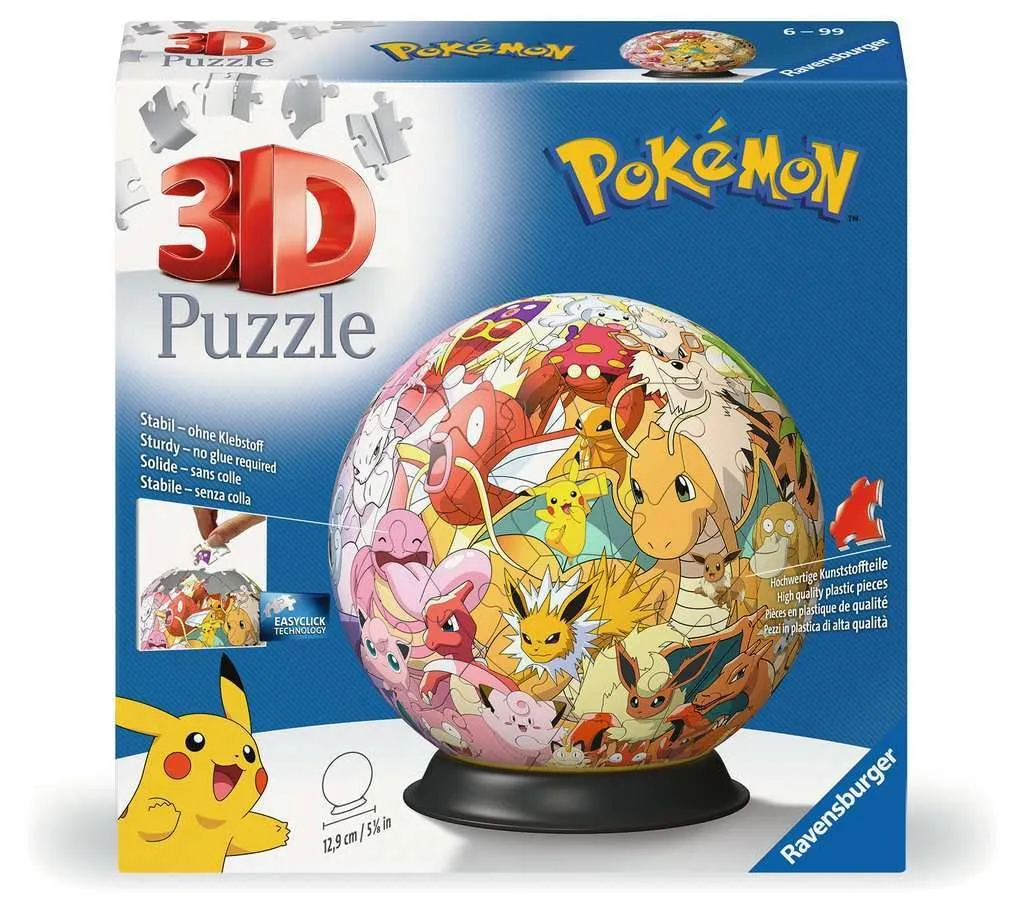 Ravensburger - Puzzle 3d Pokemon Kanto Region | Puzzle 3d Bambini 6 Anni O Più | Pokeball Pokemon | Modellismo Da Costruire Bambini Di 74 Pezzi | Regalo Bambino 6 Anni