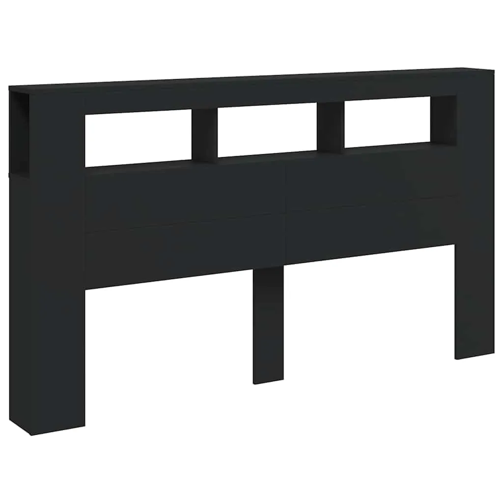 vidaXL Testiera LED Nera 180x18,5x103,5 cm Legno Multistrato