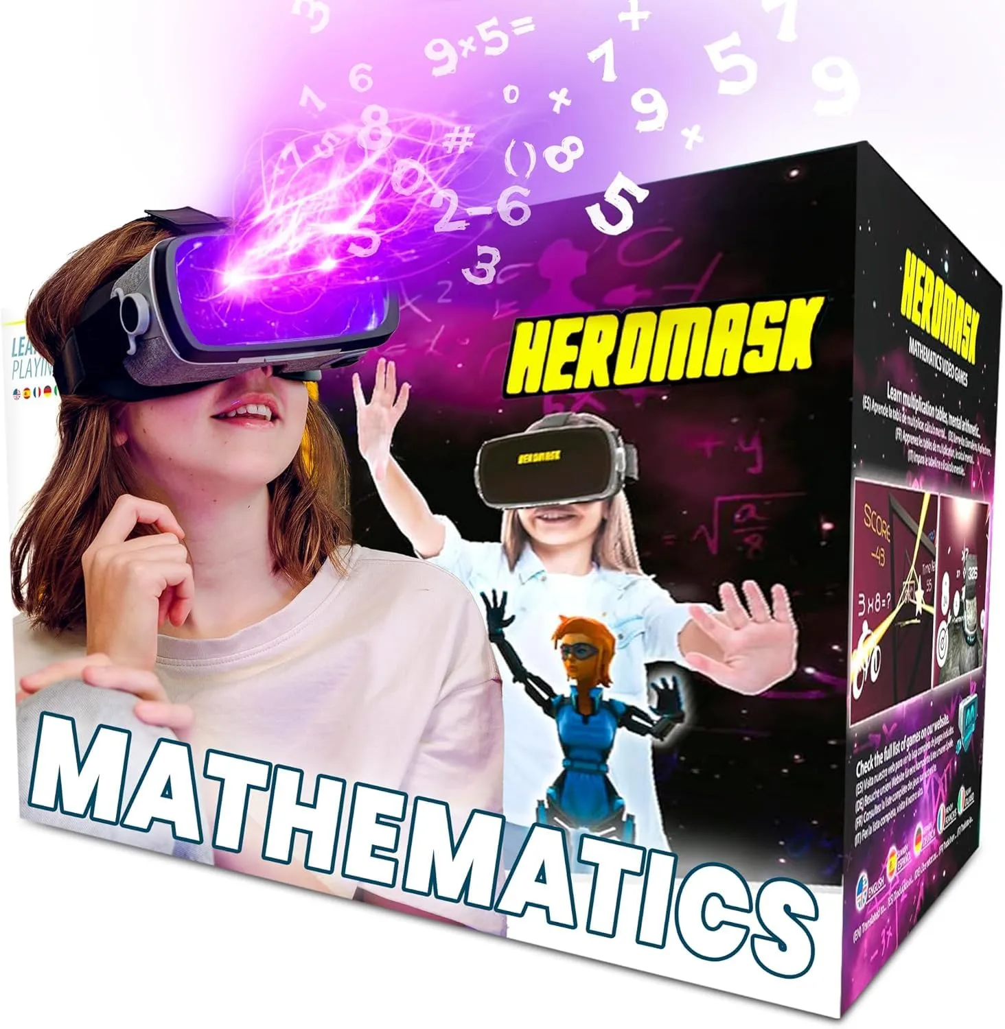 Visore VR Realta Virtuale + Gioco educativo bambini [Operazioni Matematica e calcolo mentale] Regalo Originale per bambino 5 a 12 anni [Natale - Compleanno] Occhiali Realtà Virtuale