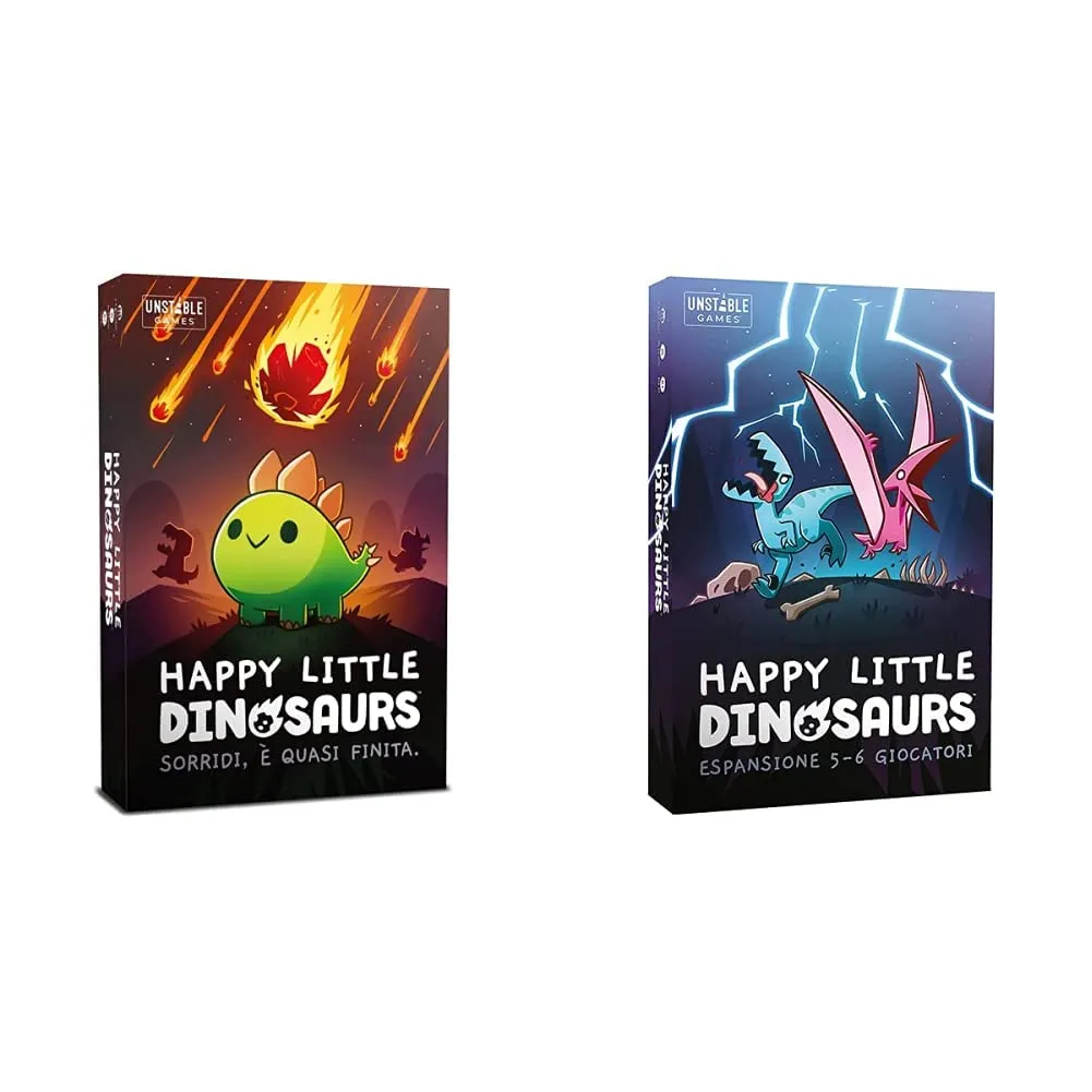 Asmodee - Happy Little Dinosaurs, Gioco da Tavolo, 2-4 Giocatori, 8+ Anni, Edizione In Italiano & Happy Little Dinosaurs: Espansione 5-6 Giocatori - Espansione Gioco da Tavolo, 2-6 Giocatori, 8+ Anni