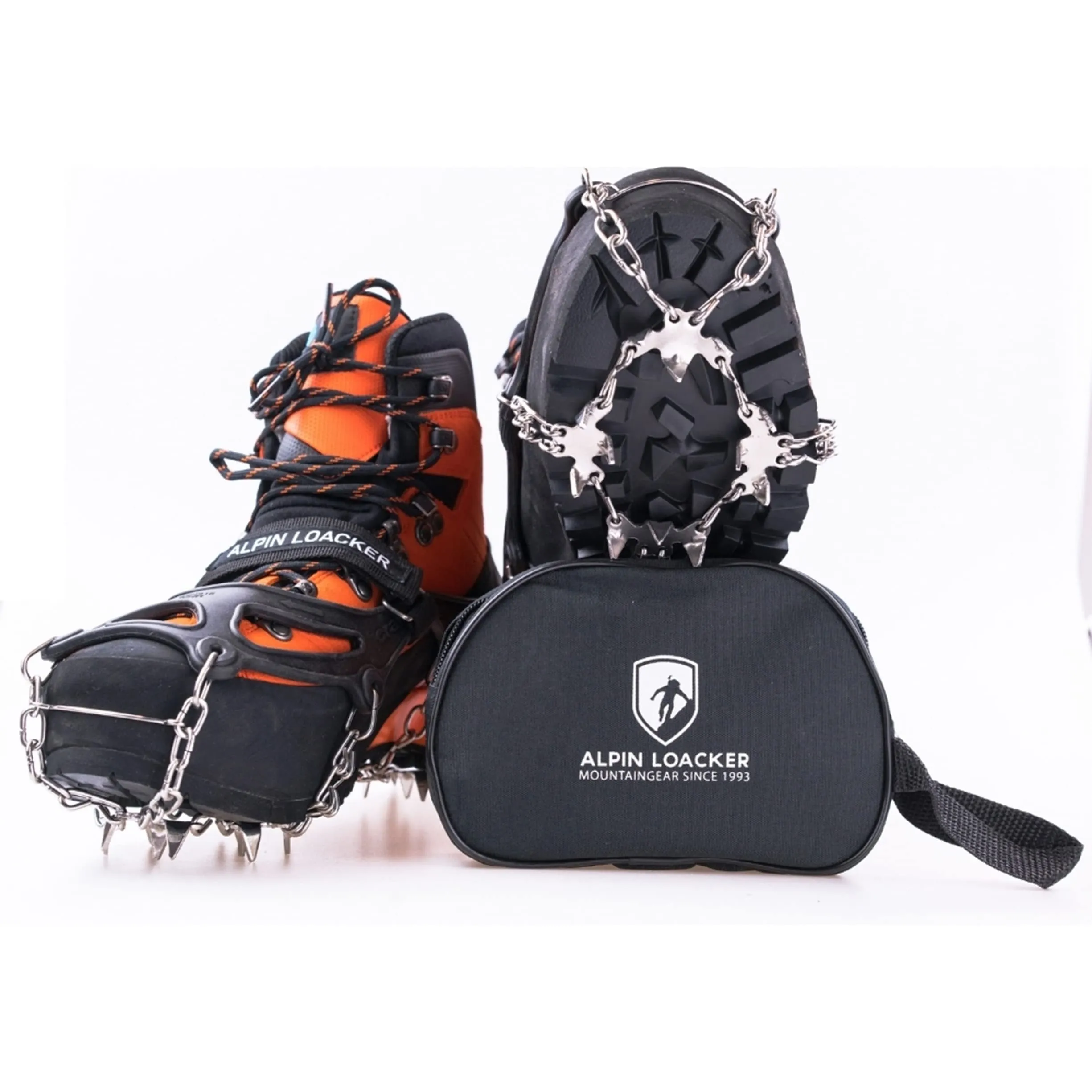 Alpin Loacker Chain PRO 18 Ramponcini per Scarponi Uomo e Donna, Ramponi da Neve per Escursioni e Trekking, L
