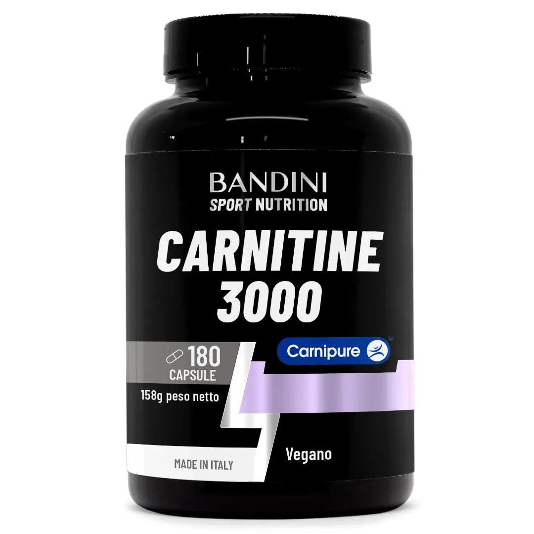 Bandini® L CARNITINA 3000, 180 capsule vegane con Carnipure® ad Alto Dosaggio, Integratore Sportivo con Tartrato di L-Carnitina, Pure Carnitine ad Alto Assorbimento e Biodisponibilità, Senza Additivi
