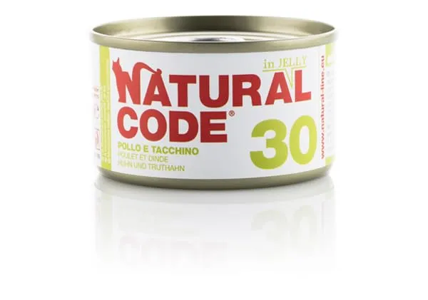 Natural Code Adult Gatto Cibo Umido Pollo e Tacchino. 12 LATTINE da 85g CADAUNO