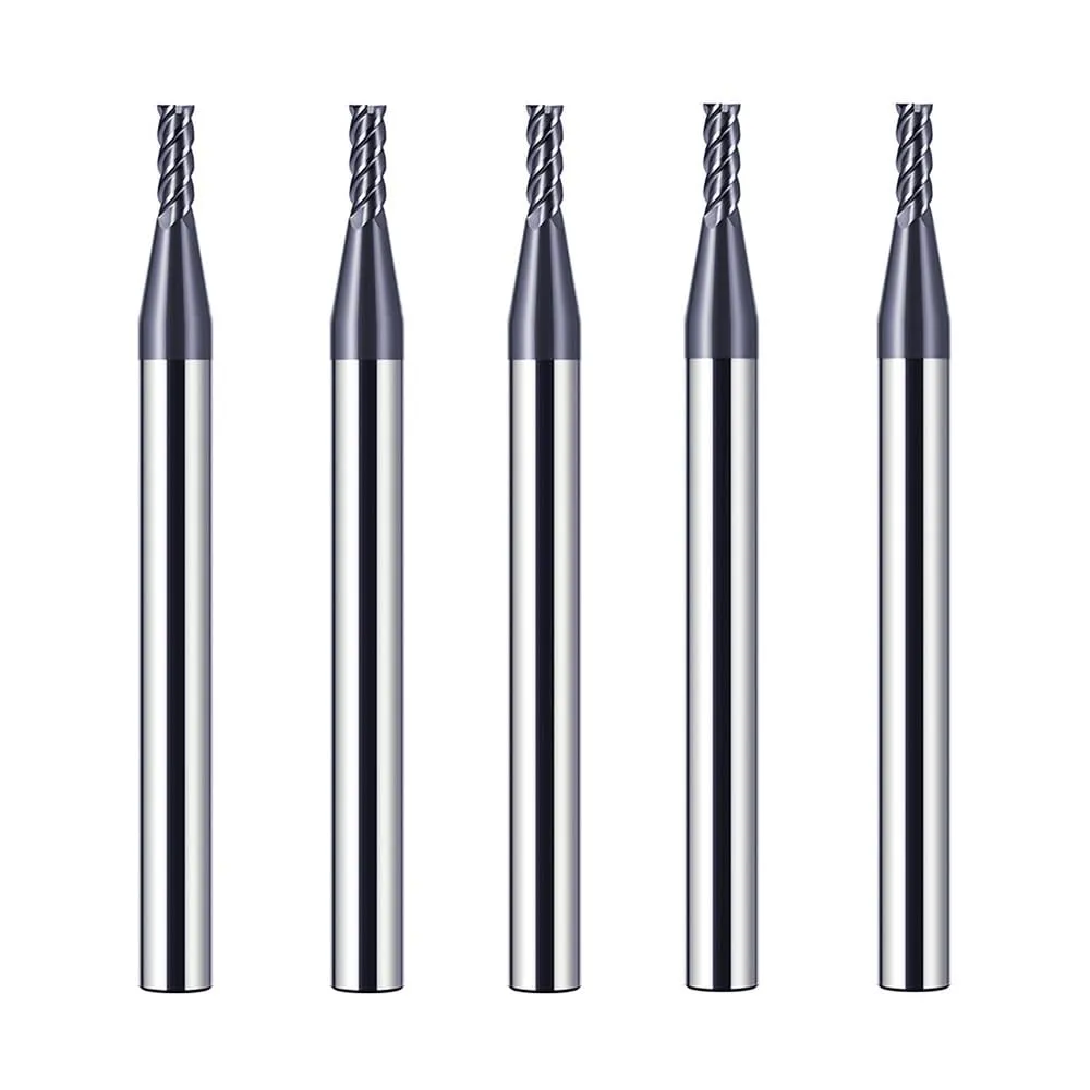 CREEYA 5 pezzi Fresa in metallo duro 3mm, 4 flauto/4 Precision CNC Fresa, HRC55, Nero Rivestimento in AlTiN, frese cnc 3mm per Acciaio Metallo legno Acrylique Plastique (3mm)