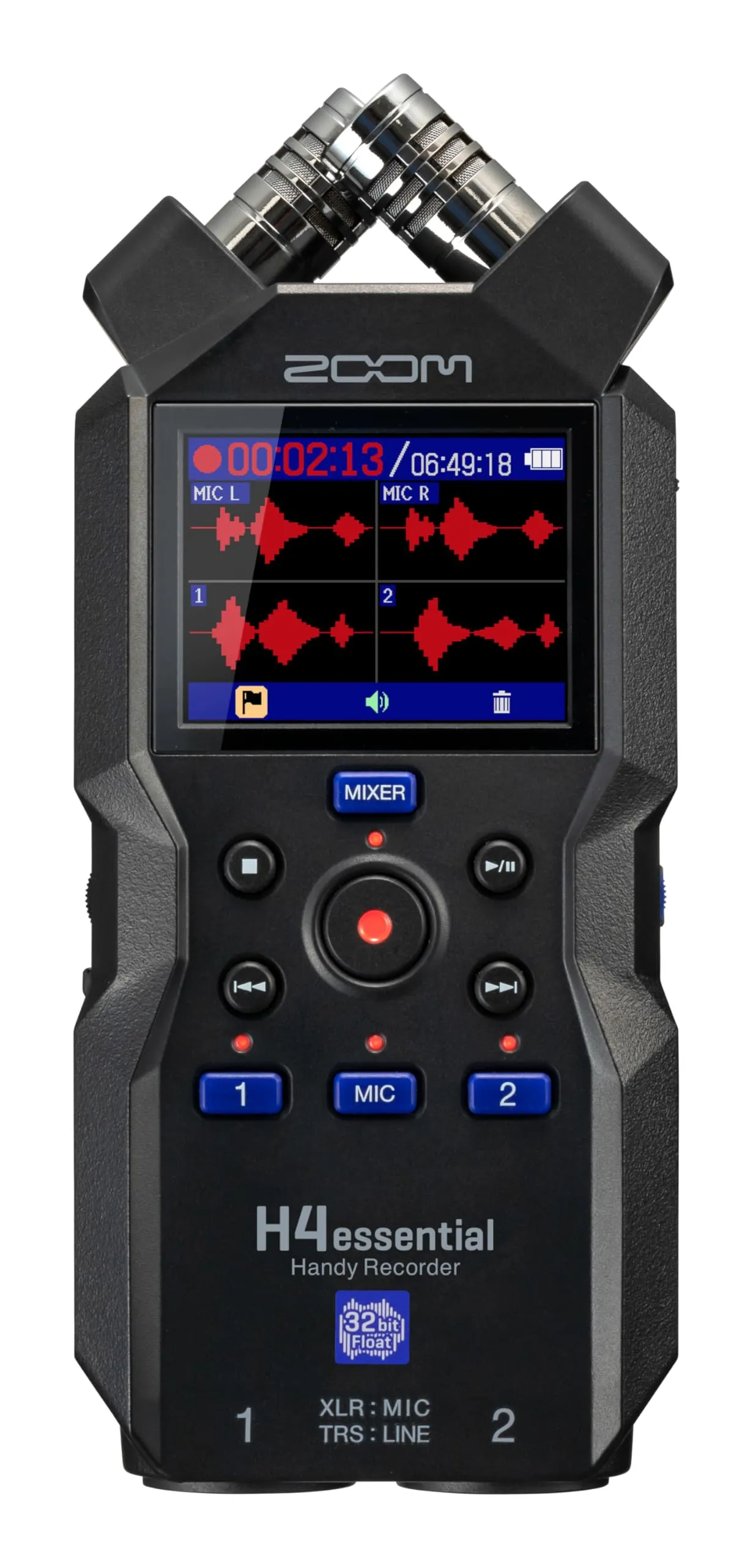 Zoom H4essential - Registratore Vocale Professionale e Riproduzione Simultanea 4 Tracce, Registratore Audio Display LCD da 2'' e Porta USB-C High Speed 2.0, Compatibile con Mac Pc e IOS, Autonomia 20h