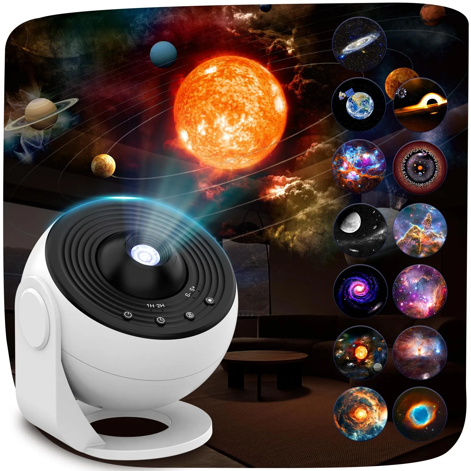 Nawchedo Home Planetarium Proiettore Star Soffitto Proiettore con 13pcs Film Dischi, Nebulosa Luna Pianeti Galaxy Lampada di proiezione Luce a tema