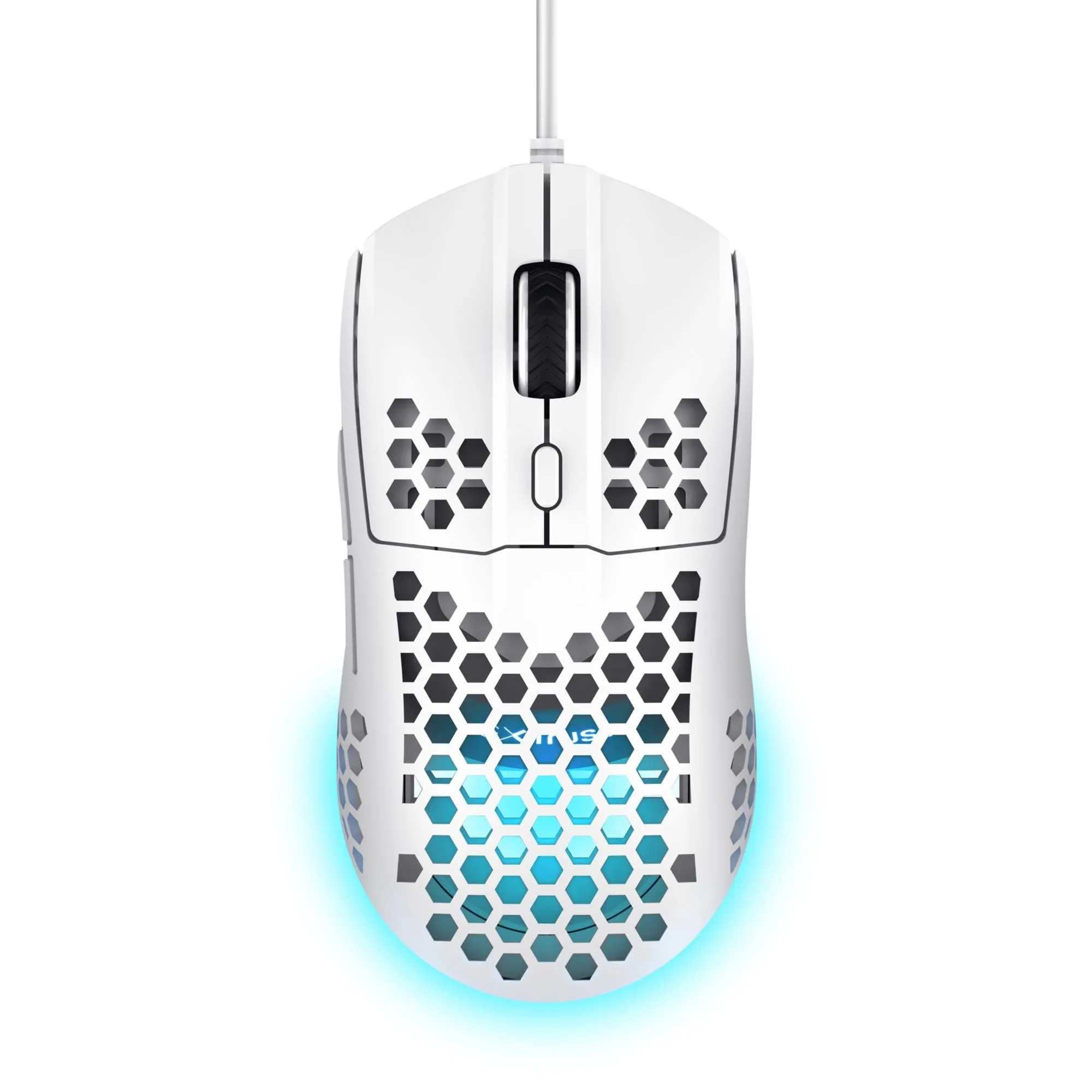 Trust Gaming GXT 928W Helox Mouse Gaming Superleggero 65g con Filo, Regolazione DPI 200-6400 Sensore Ottico, 6 Pulsanti Programmabili, Illuminazione RGB, Mouse da Gaming per PC Desktop Laptop, Bianco