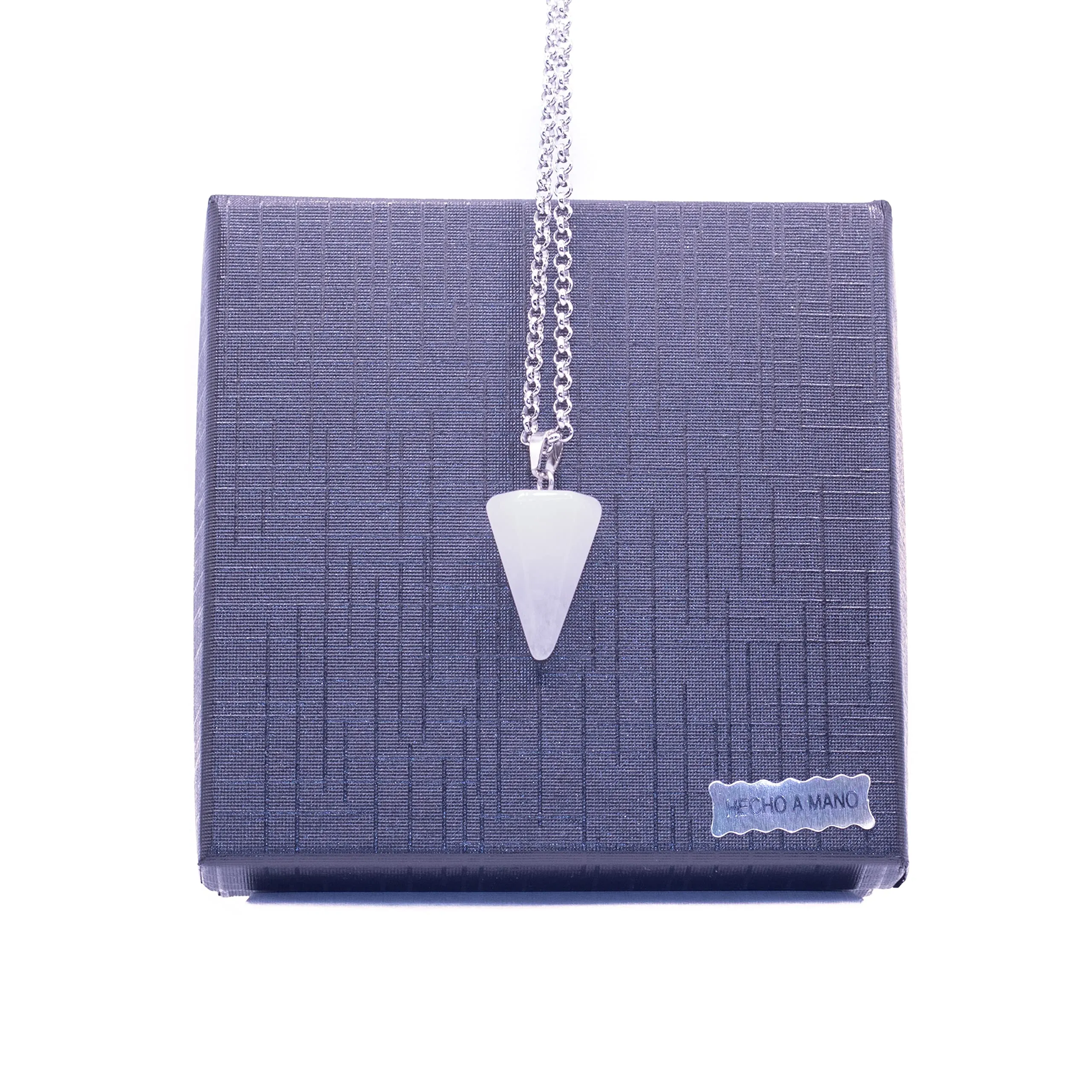 NILUXE DESIGN - Pendente Pendolo Pietra Naturale Catena In Acciaio Inossidabile – Collana Pendolo Pietra Energetica Pietra Semipreziosa Pietra Curativa – Pendente Punta Pietra(Quarzo bianco)