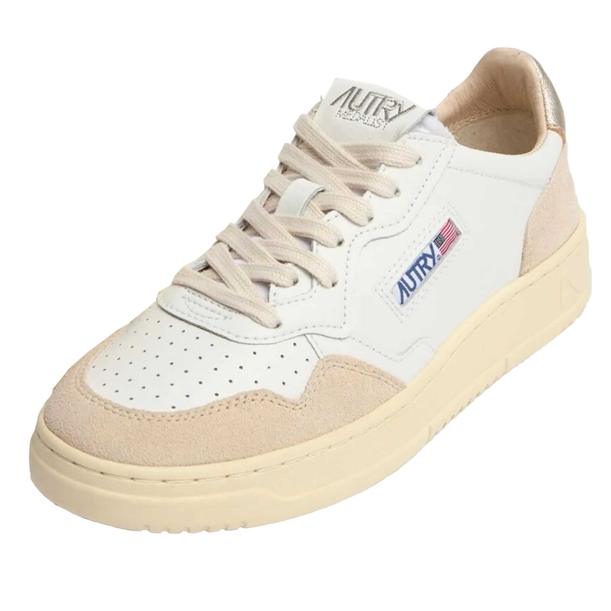 AUTRY Scarpe Sneakers Donna in Pelle e camoscio Bianco AULM LS75 Bianco Oro (Bianco Oro, Sistema Taglie Calzature EU, Adulto, Numero, Media, 39)
