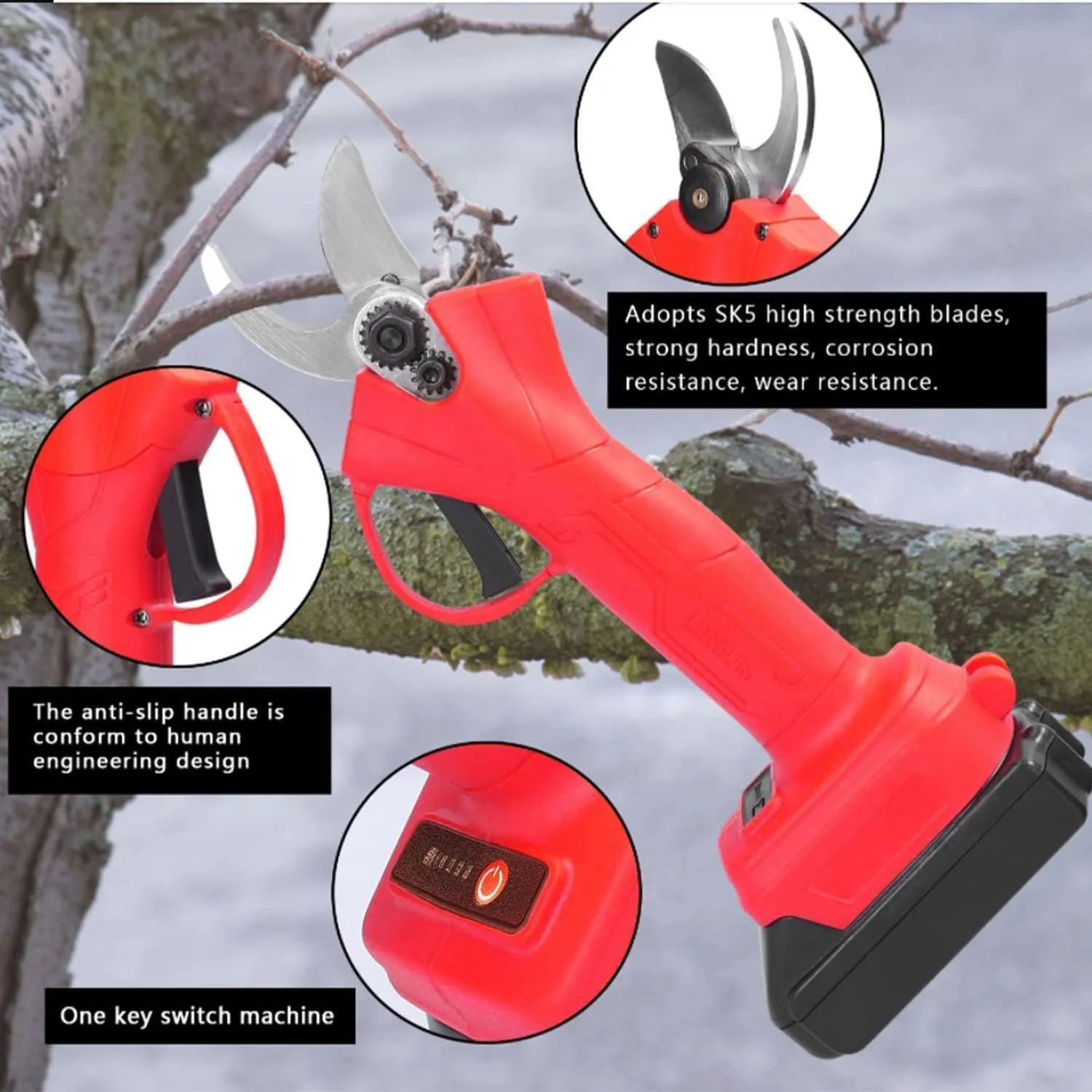 SQUADO - Forbice da Potatura, Doppia Batteria 48V Cesoia da potatura Elettrica, Cesoie per Giardinaggio