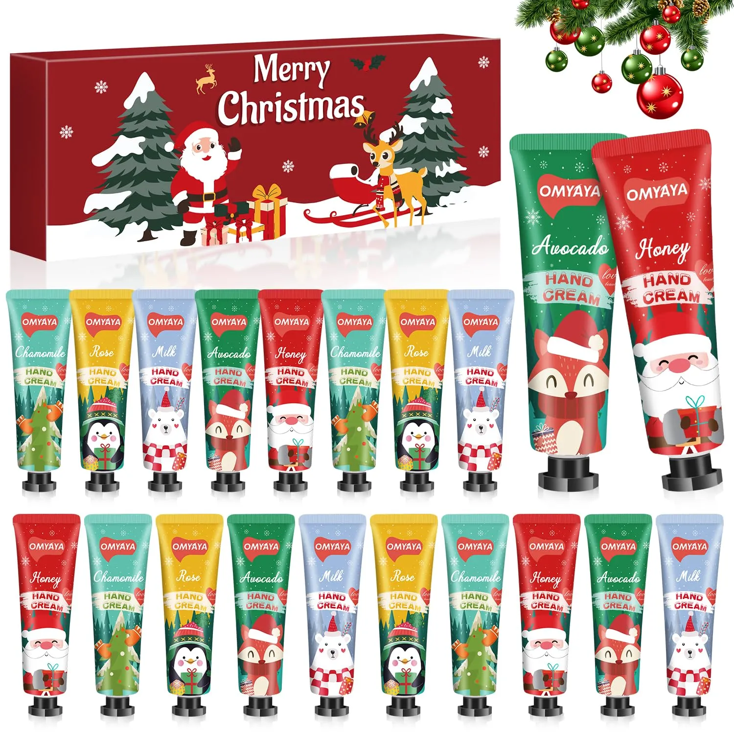 Set di 20 Crema Mani Natalizie, Set Regalo da Donna e Piedi Molto Secchi e Screpolati - per il Piede, per l'inverno, Profumo, per il Giorno, Crema Idratante per il Corpo