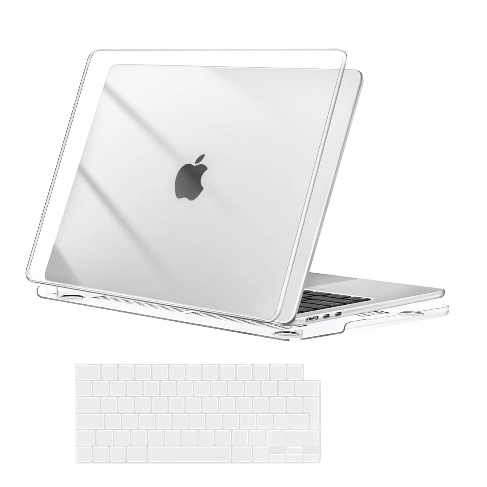 MOSISO Custodia Compatibile con MacBook Air 13,6 Pollici M4 M3 M2 A3240 A3113 A2681 per Air 13 Pollici Cover 2025 2024 2023 2022 Touch ID,Protettiva Case Rigida&Copritastiera,Chiaro Cristallo