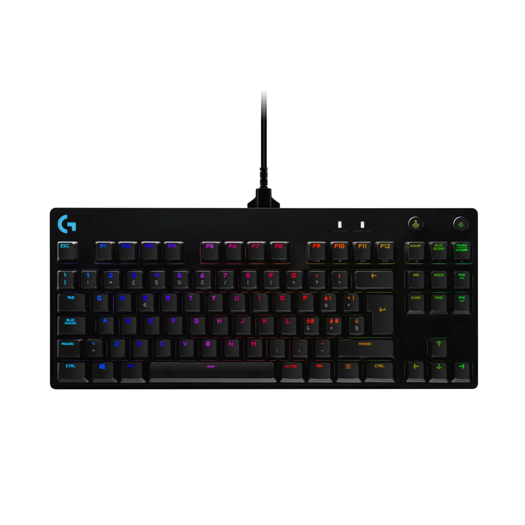 Logitech G PRO TKL Tastiera Gaming Meccanica, GX Blue Clicky Switch, LIGHTSYNC RGB, Design Portatile Tenkeyless, Pensato per Esport Gaming, Micro Cavo USB Rimovibile, QWERTY ITA Layout, Nero