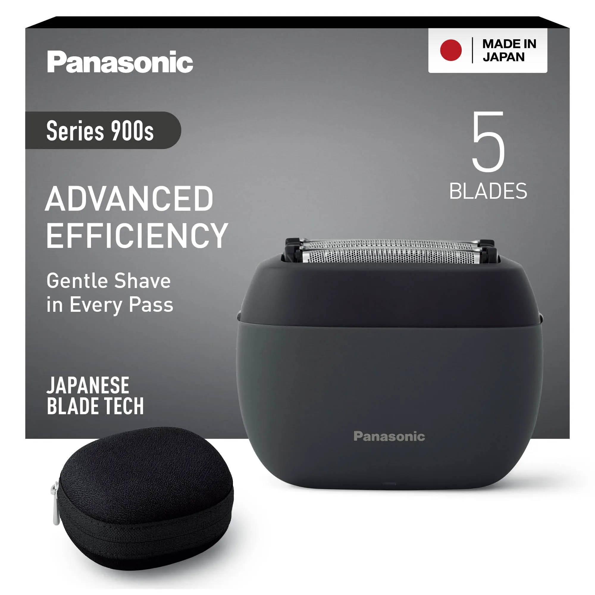 Panasonic ES-PV3B-K803 Serie 900s Shaver, Rasoio Elettrico da Uomo Wet & Dry a 5 Lame, Sensore Barba Reattivo, USB-C, Custodia, Nero Opaco