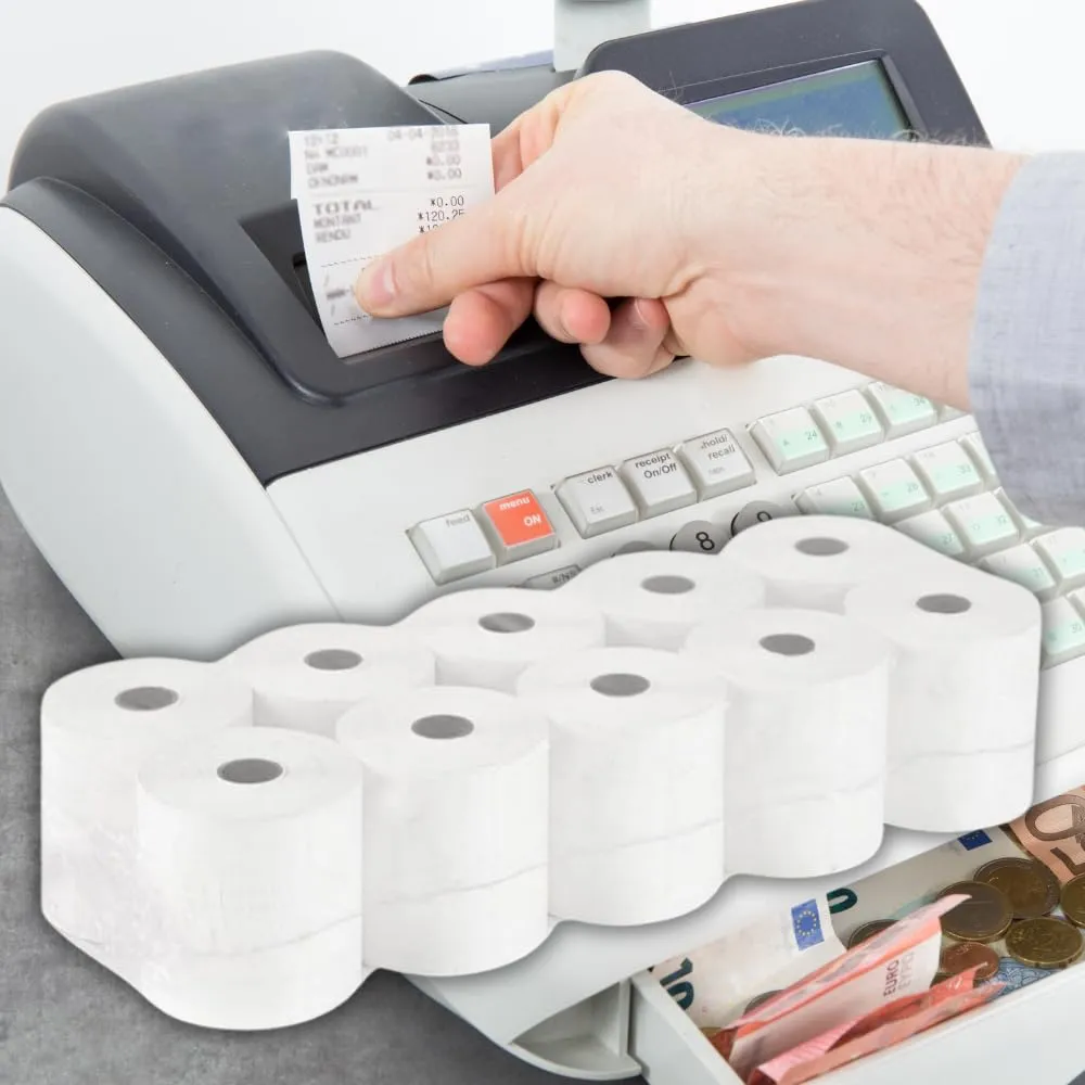 10 Rotoli Cassa 57x30 Termica Fiscale, Confezione da dieci Registratore Cassa 57x30 OMOLOGATI per Registratore di Cassa Fiscale, Rotolini Cassa Carta Termica per Scontrini Fiscali (10 Rotoli)