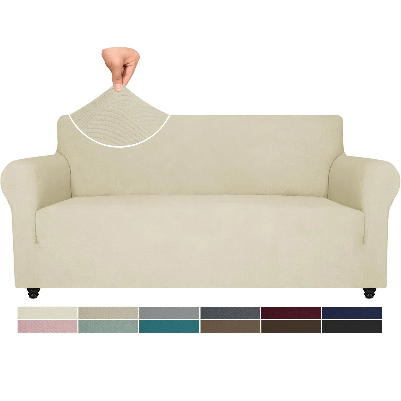 Ystyle Copridivano 3 Posti Con Braccioli, Copri Divano Antigraffio Gatto, Copridivani Elasticizzati, Pesante Inverno Copri Divani, Fodera Divano Antimacchia Lavabile Antiscivolo, Beige