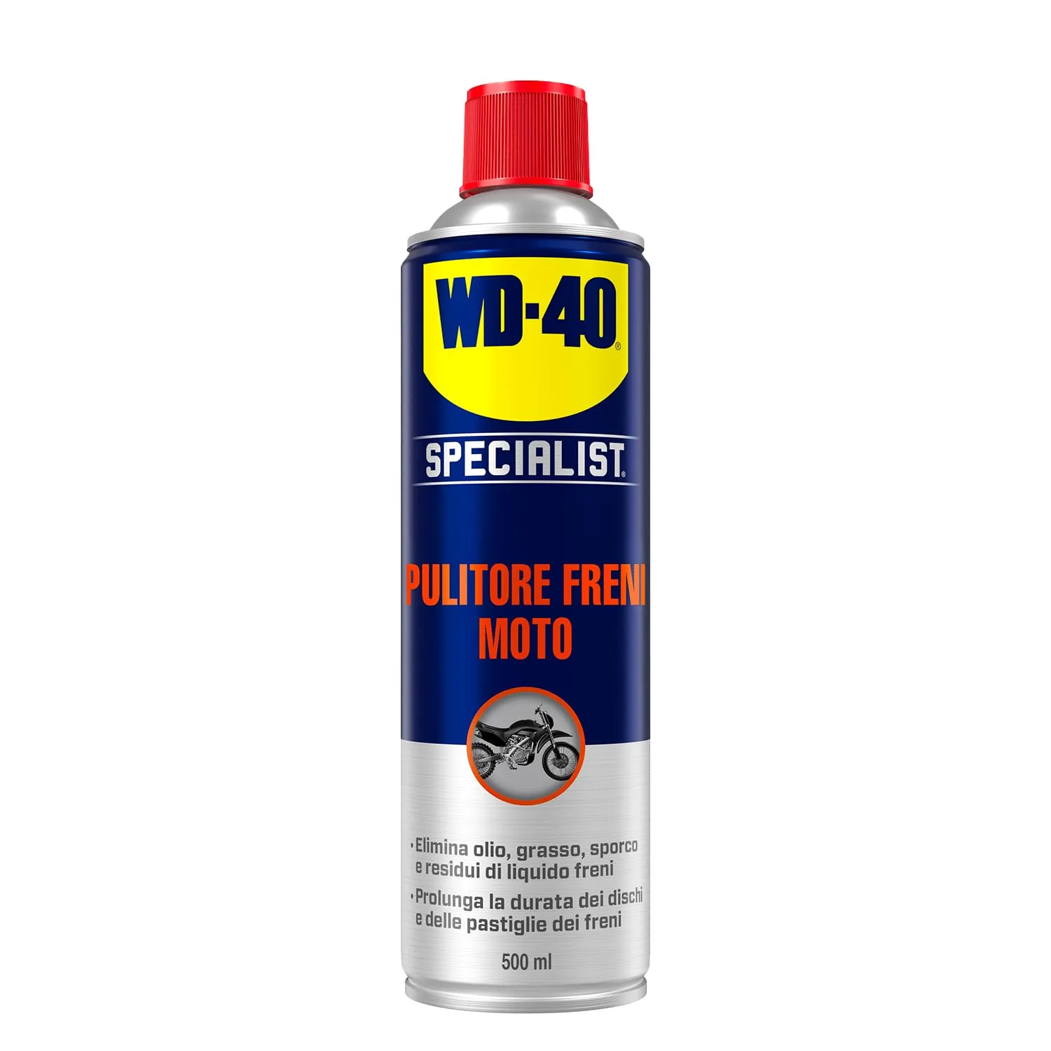 WD-40 - Specialist - Pulitore Freni Moto - Asciuga rapidamente, senza residui - Elimina lo stridio e prolunga la vita dei freni, previene lo slittamento della frizione - Spray con valvola a 360° 500ml