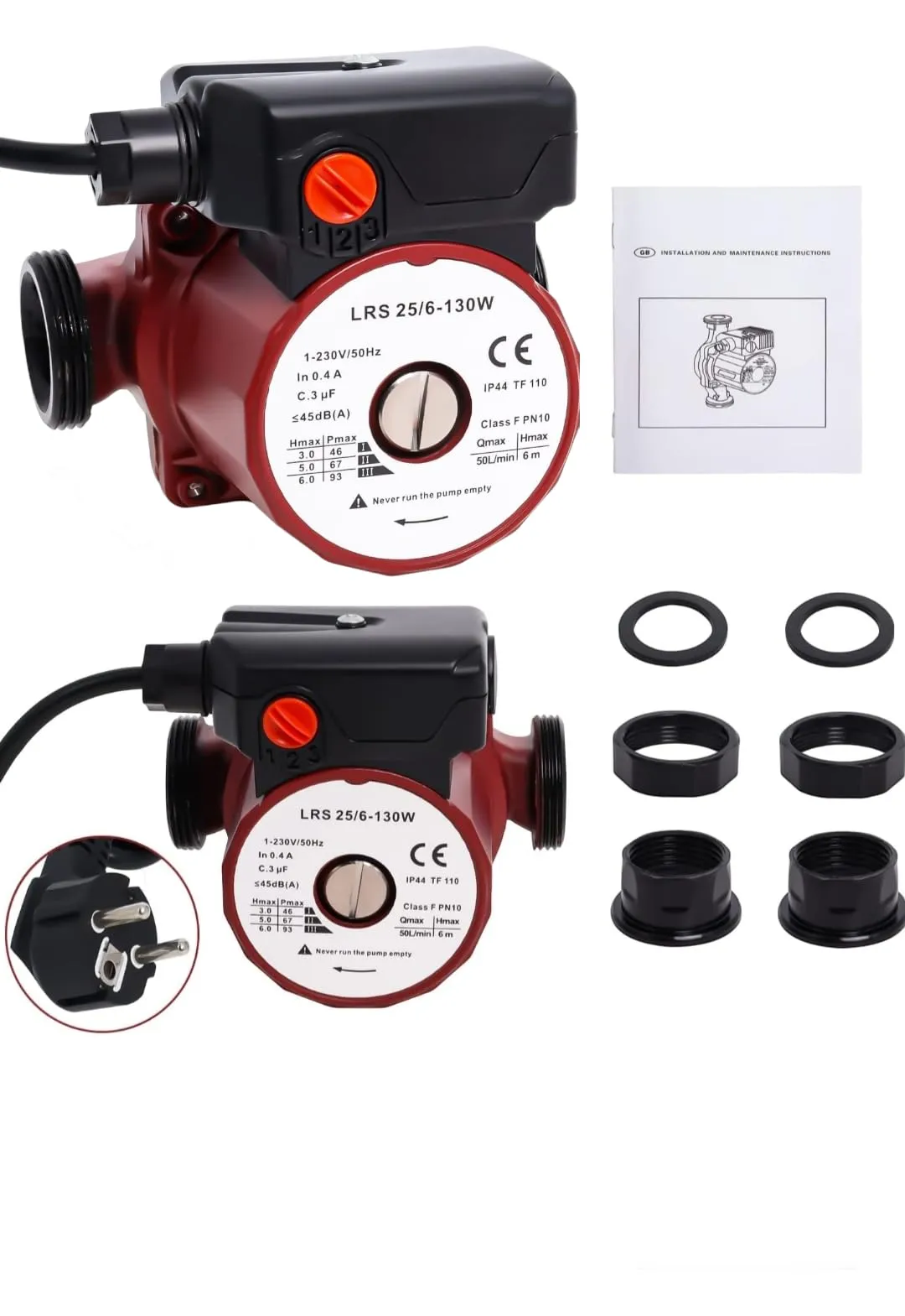 Pompa di Circolazione per Acqua Domestica Acqua Calda -Freddaad Alta Pressione 50 L/min, 6 M, 220v, Alta Pressione