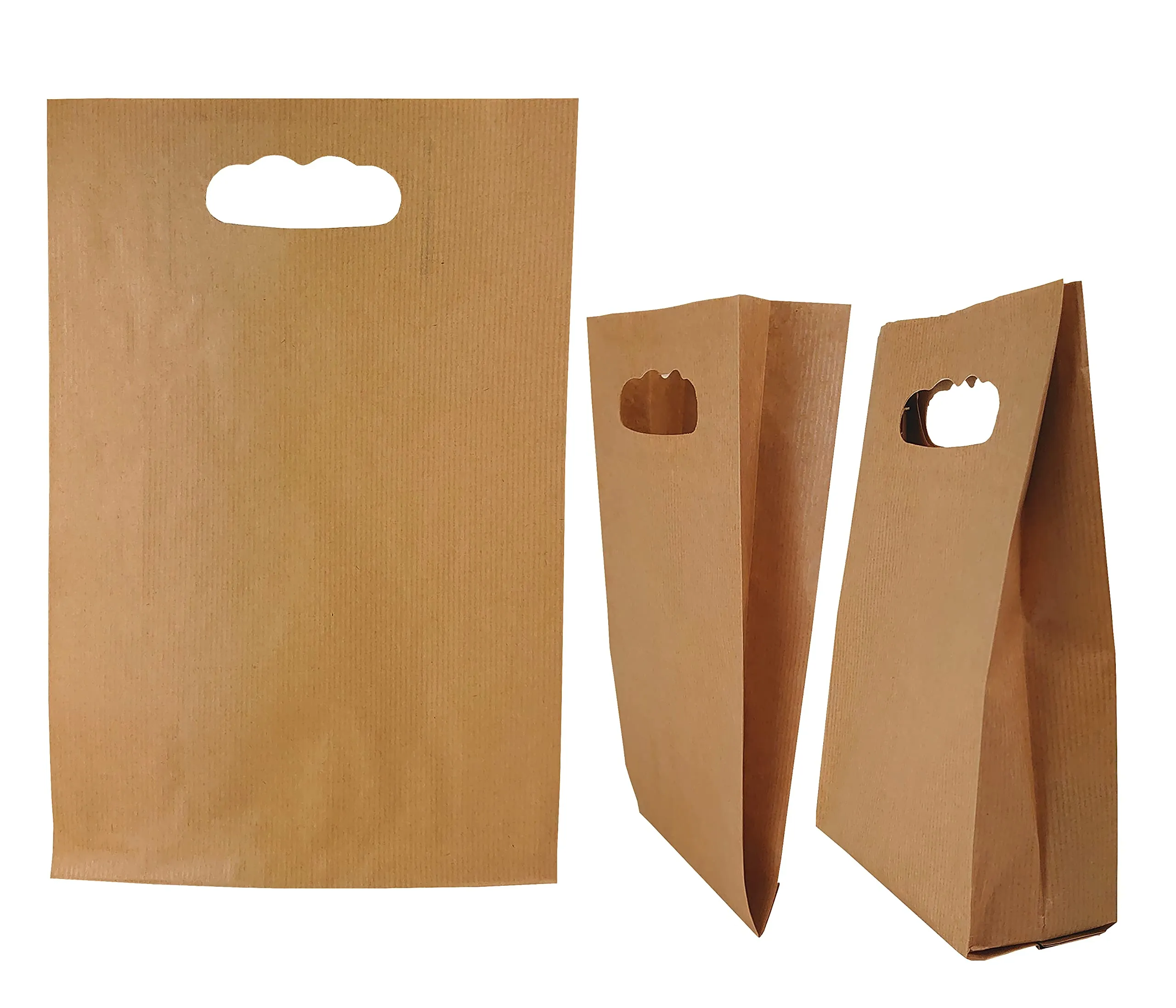 PAKNOR® 50 sacchetti di carta marroni con foro per maniglia, calendario dell'avvento fai da te, carta kraft (15 x 27 x 6,5 cm 50g/m2, Marrone)