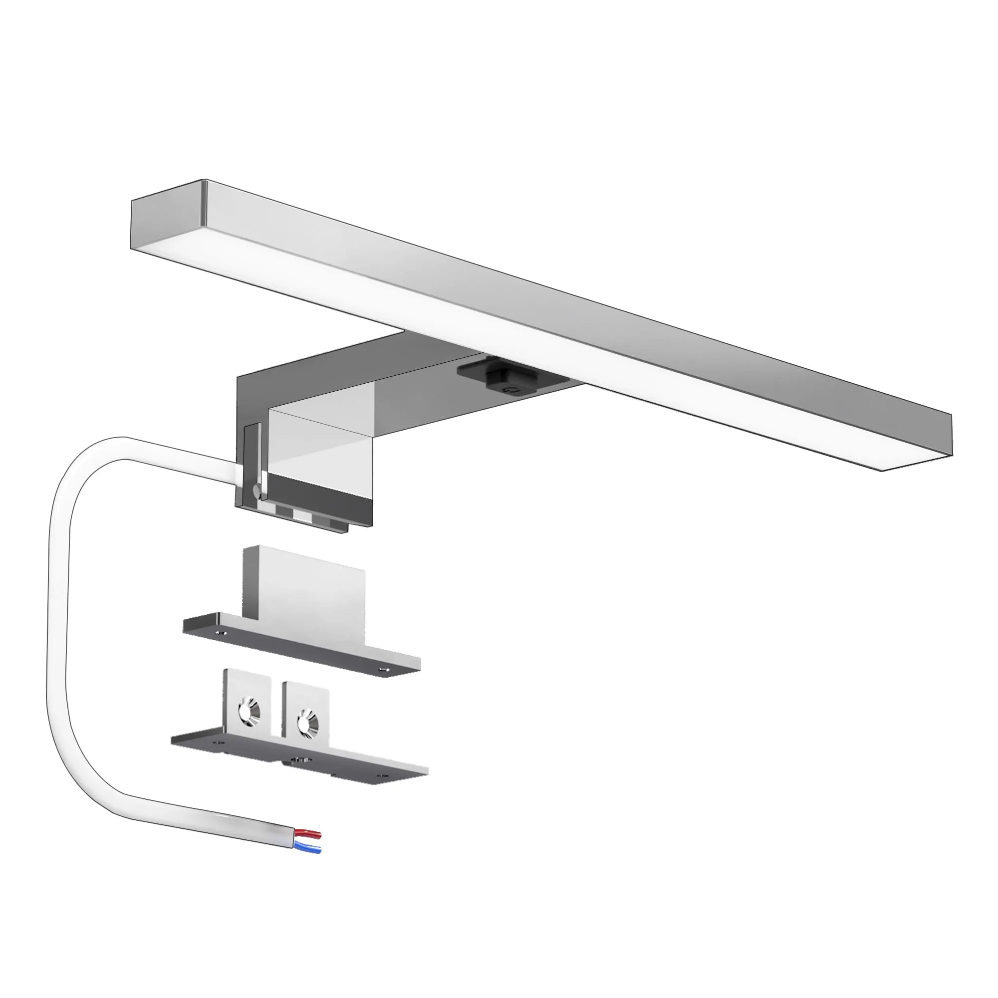 DEELUX Lampada da specchio a LED con interruttore, 30 cm, 500 lm, 5 W, 4000 K, luce bianca neutra, 230 V, lampada da bagno 230 V, lampada a specchio per bagno, IP44, impermeabile