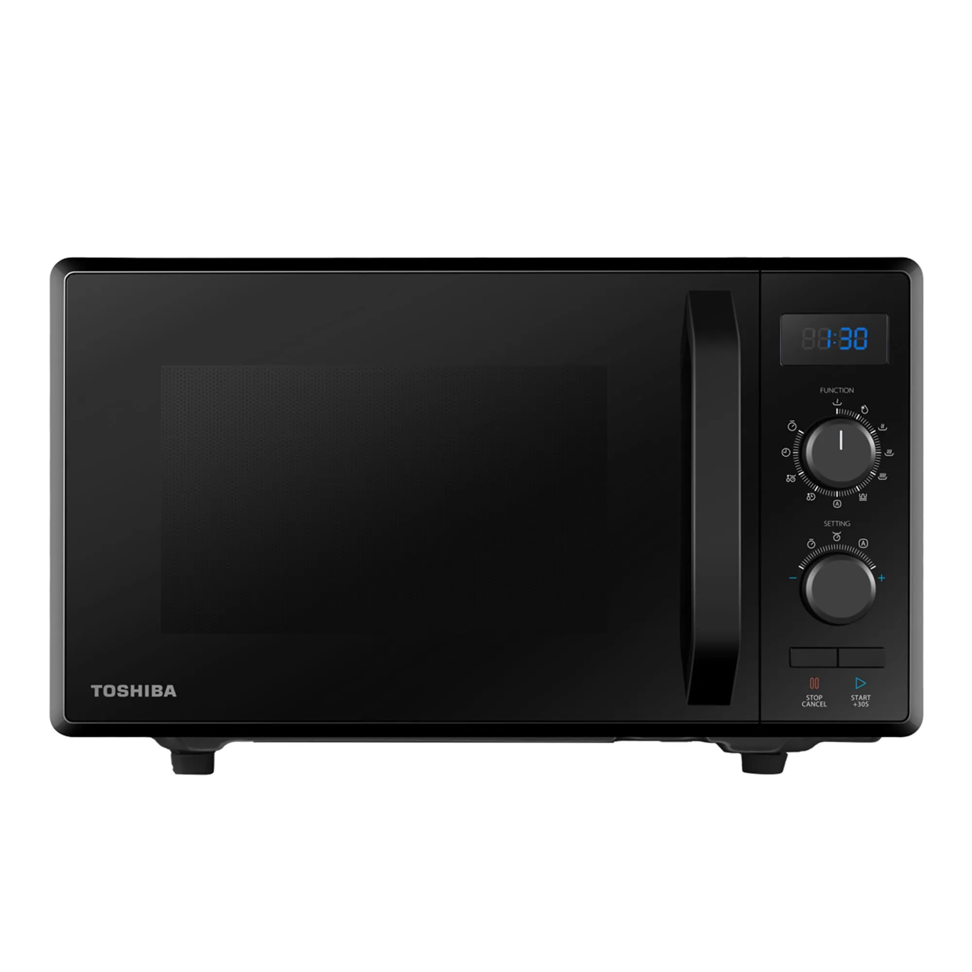 Toshiba 3-in-1 Forno a Microonde con Grill e Cottura combinata, 23 L, Piatto Girevole con Memoria di Posizione, Timer, Luci LED Integrate, Programma pizza, Nero