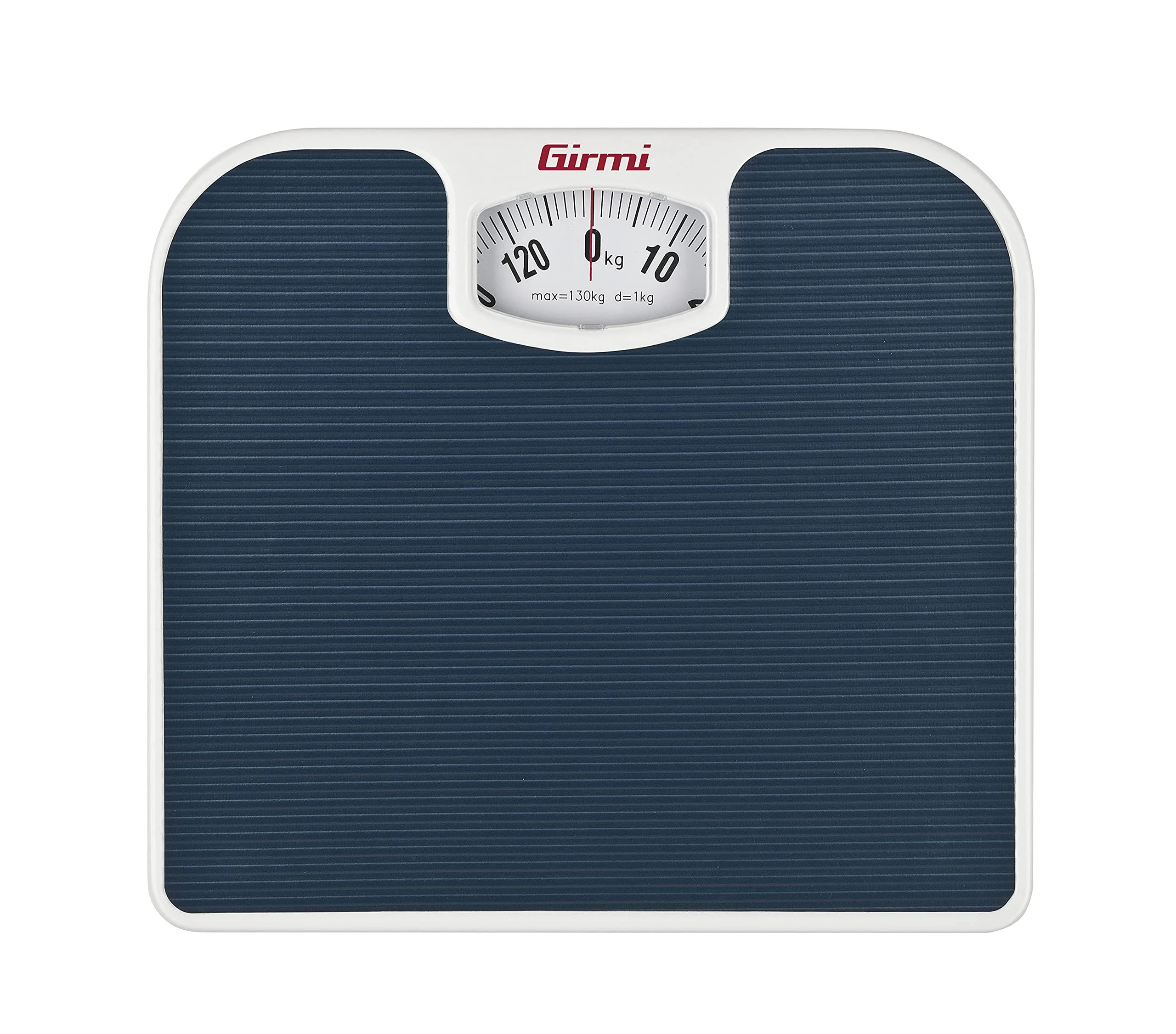 Girmi BP02 Bilancia Pesapersone Meccanica Analogica, 1 Kg/130 Kg, Quadrante grande, Pedana antiscivolo, Facile lettura, Design Vintage, Blu