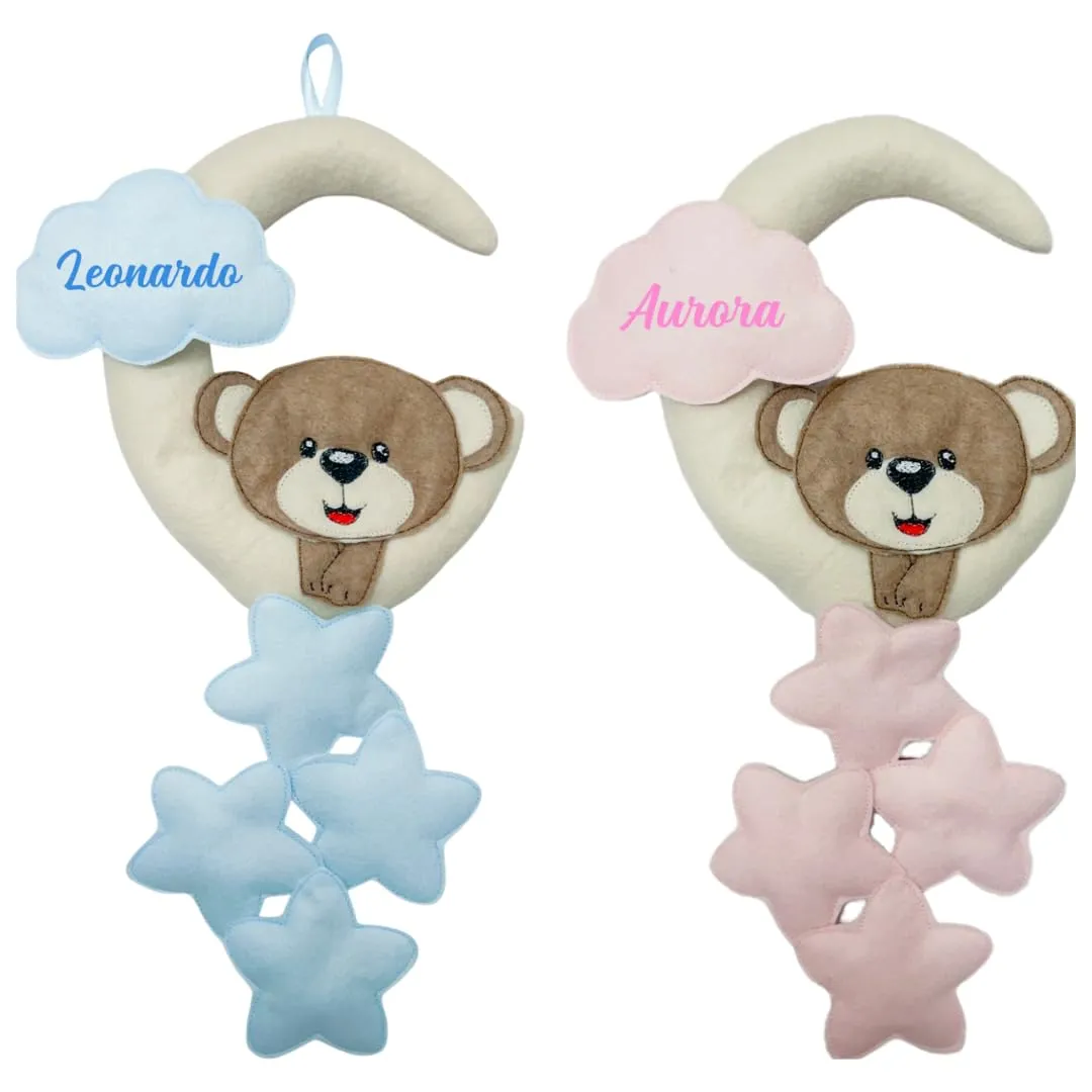Fiocco nascita con nome | coccarda benvenuto bimbo bimba | orsetto orso | 42 centimetri