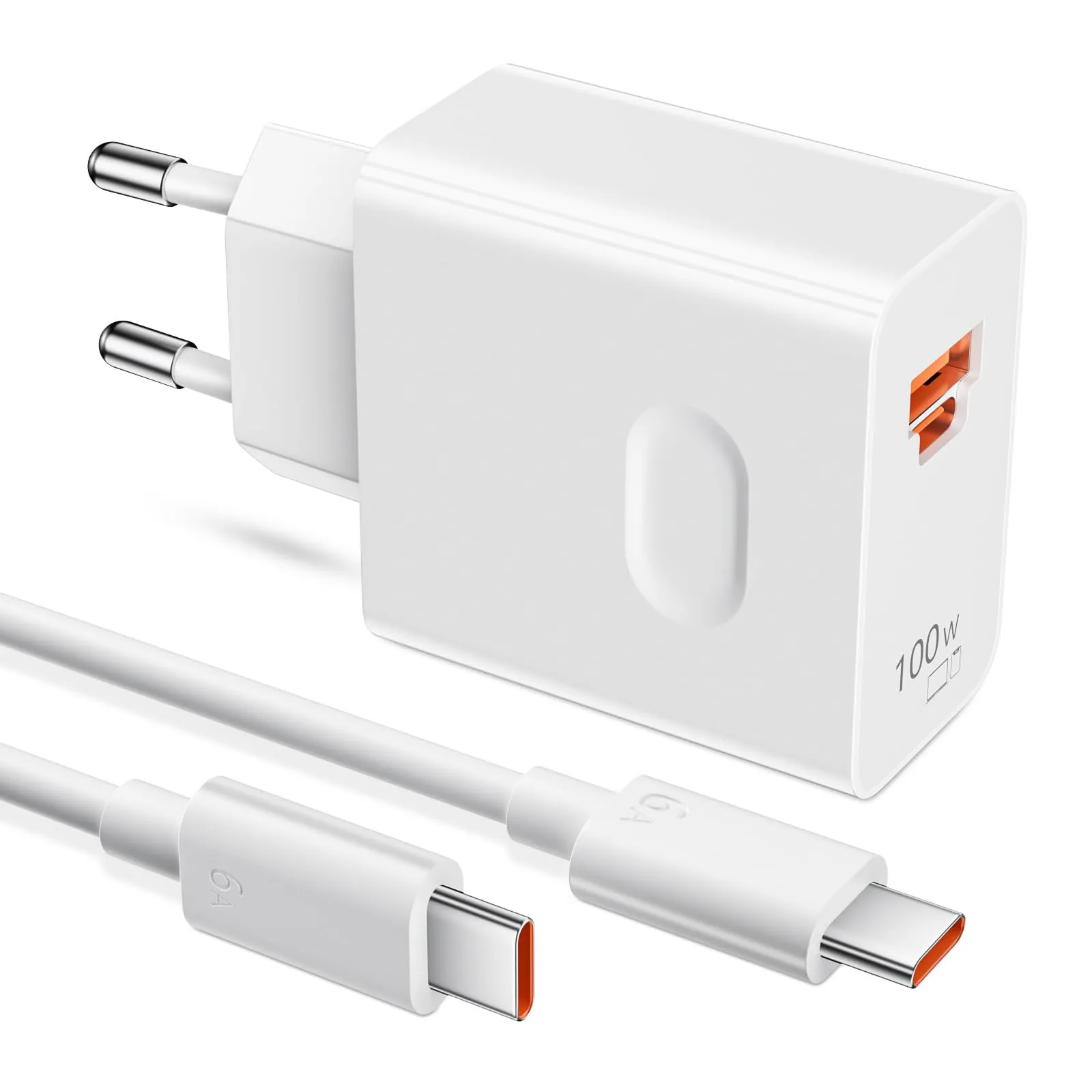 100W SuperCharge Caricabatterie per HONOR 200 Pro 200 Lite Magic6 Magic7 6 5 4 3 Lite Magic7 Pro, 2-Porte Presa 100W PD Caricatore Rapido con 6A Cavo USB C 1M per HONOR 90 70 Lite X8a X8b X6b X9b