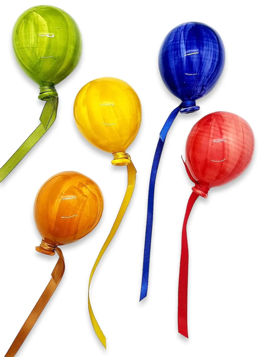 Set di 5 Palloncini Decorati a mano Le Ceramiche del Castello Nina Palomba Made in Italy Dimensioni 8 x 4,5 centimetri (Set 1)