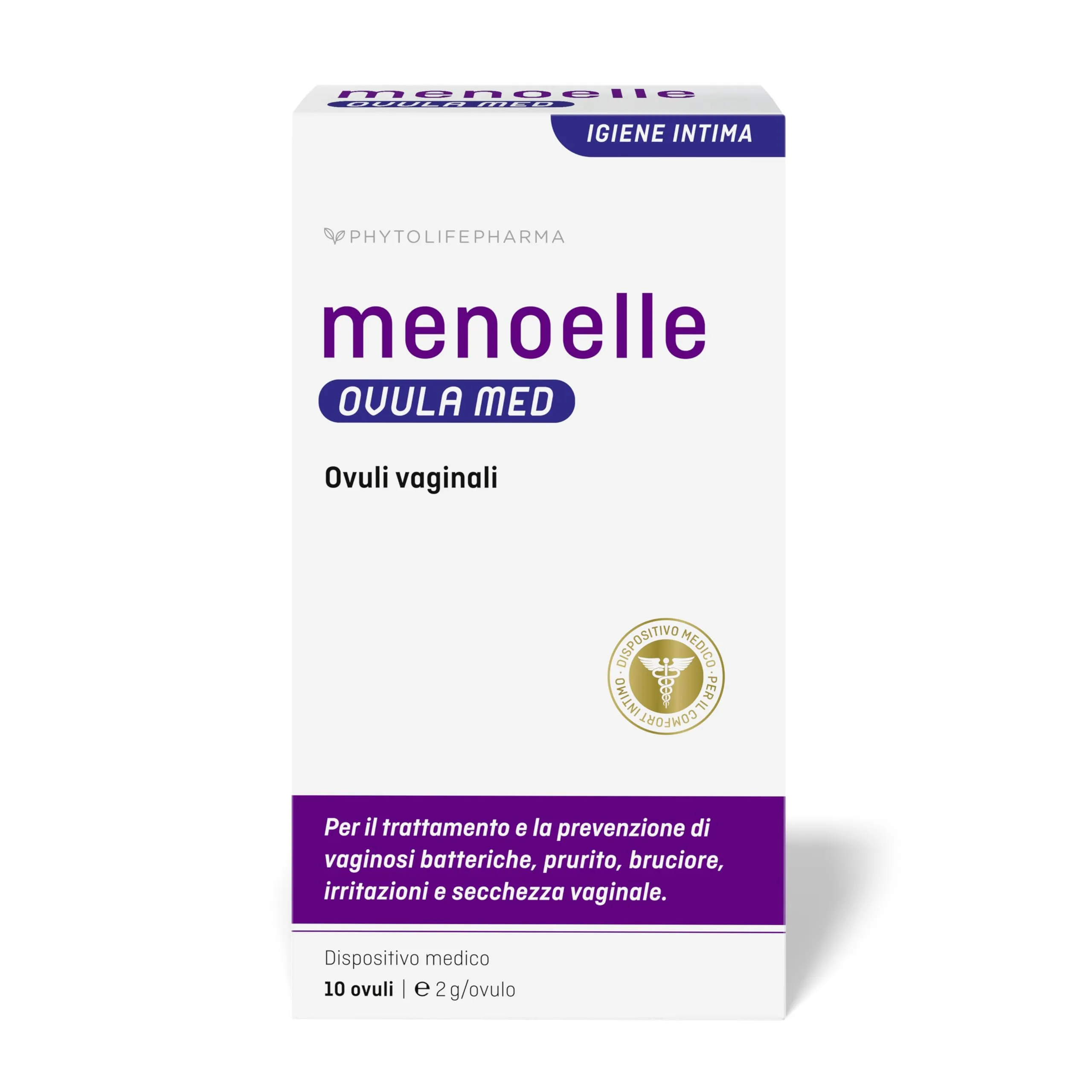 menoelle® OVULA MED - Ovuli vaginali. Per vaginite batterica, candida vaginale e secchezza vaginale. Con acido lattico e acido ialuronico. Senza ormoni e conservanti. 10 ovuli.