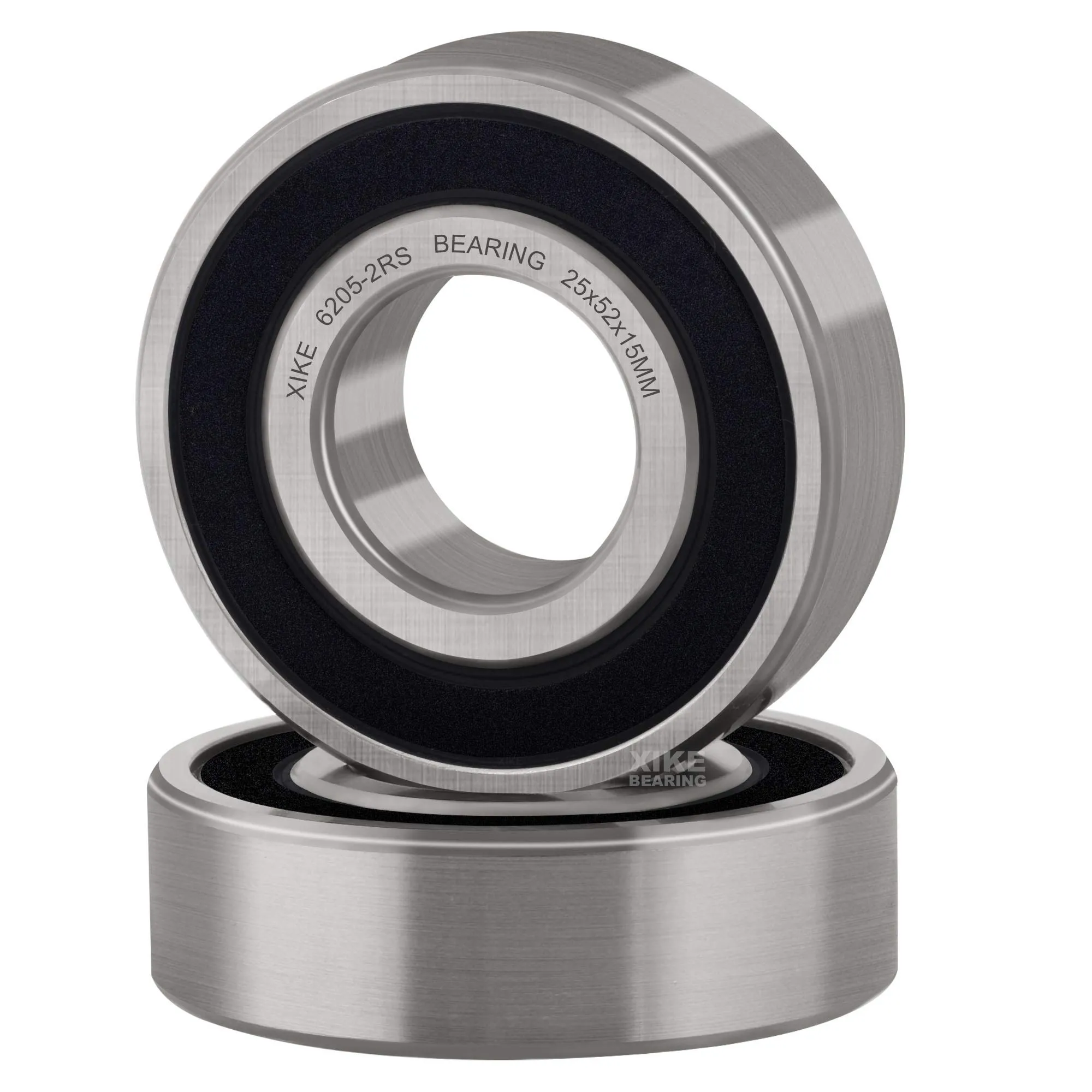 XiKe 2 Pezzi 6205-2RS Cuscinetti a sfere sigillati 25x52x15mm Acciaio cromato e Doppio sigillo in gomma, Pre-lubrificati, 6205RS Cuscinetto a sfere a gola profonda