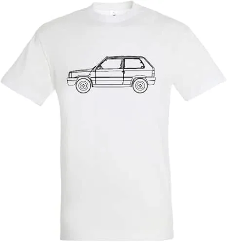 T-shirt in cotone con sagoma auto panda (Bianco, M)