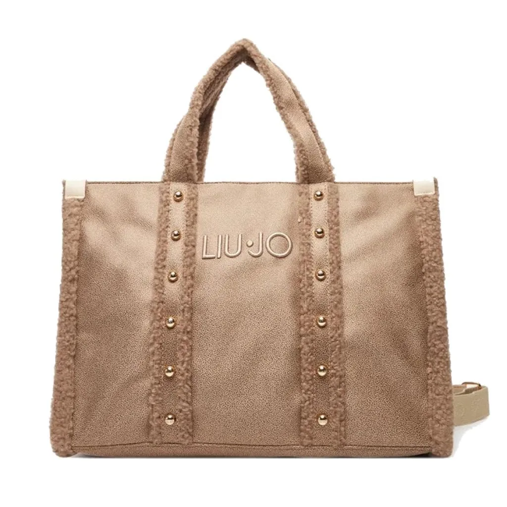 LIU JO shopper borsa borsa a tracolla Tote Bag Naturale grigio talpa