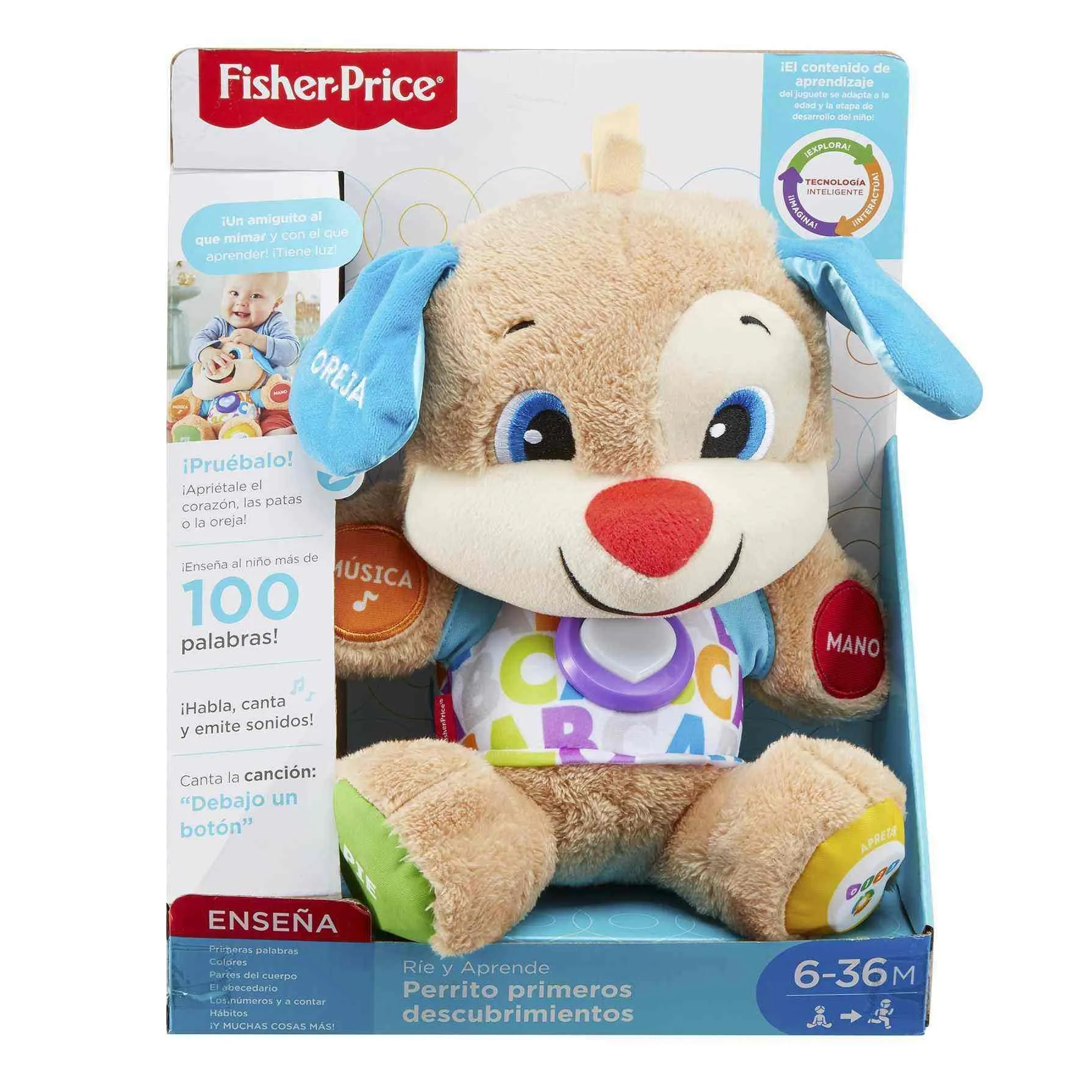 Fisher-Price Il Cagnolino Smart Stages Ridi & Impara, morbido peluche educativo per imparare le prime paroline, con 75+ canzoni, luci e melodie, 6+ mesi, Edizione: Tedesco, FPM50