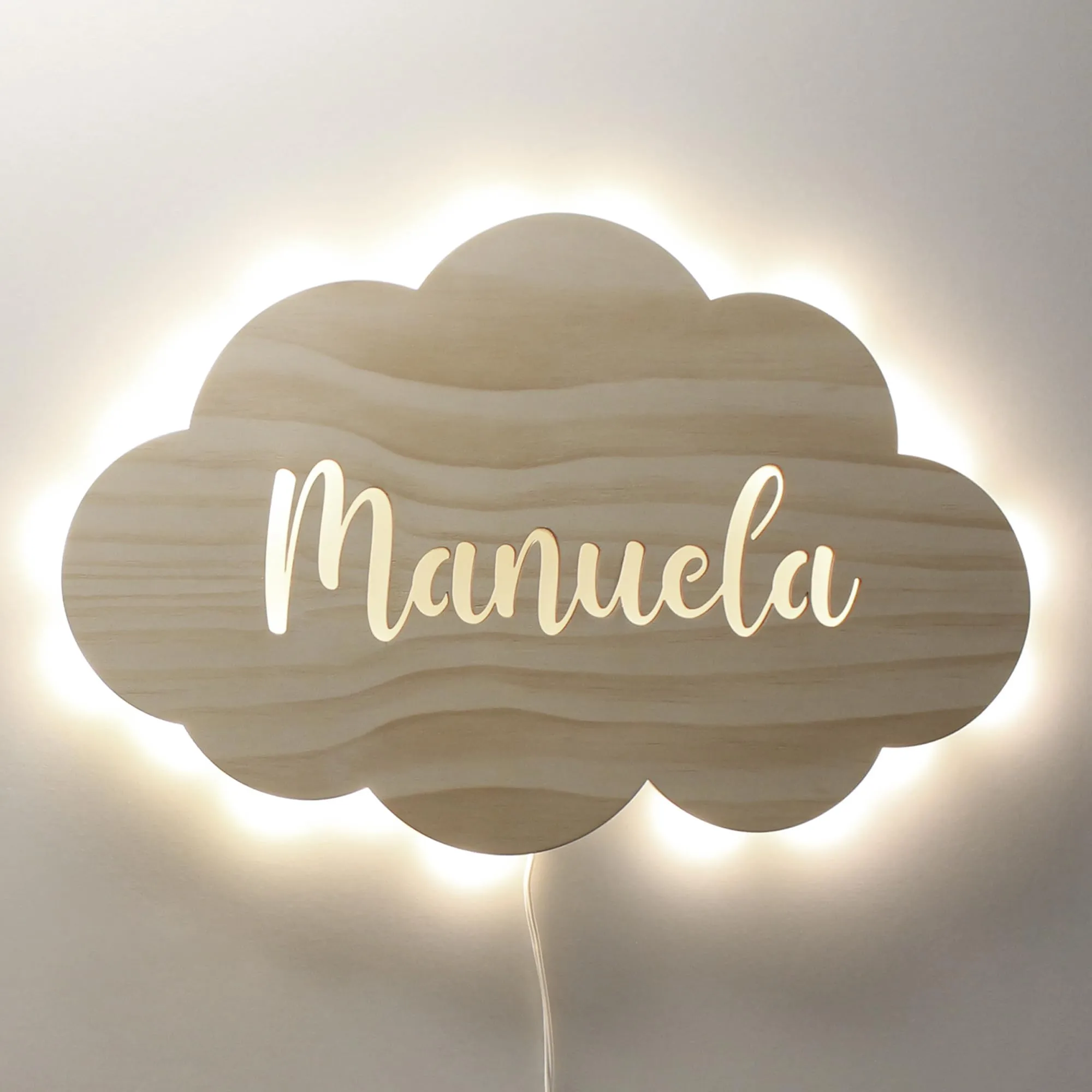 DEHOME Lampada da parete personalizzata a LED a forma di nuvola per la stanza dei bambini - Lampada per bambini bianca calda con nome - Regalo personalizzato