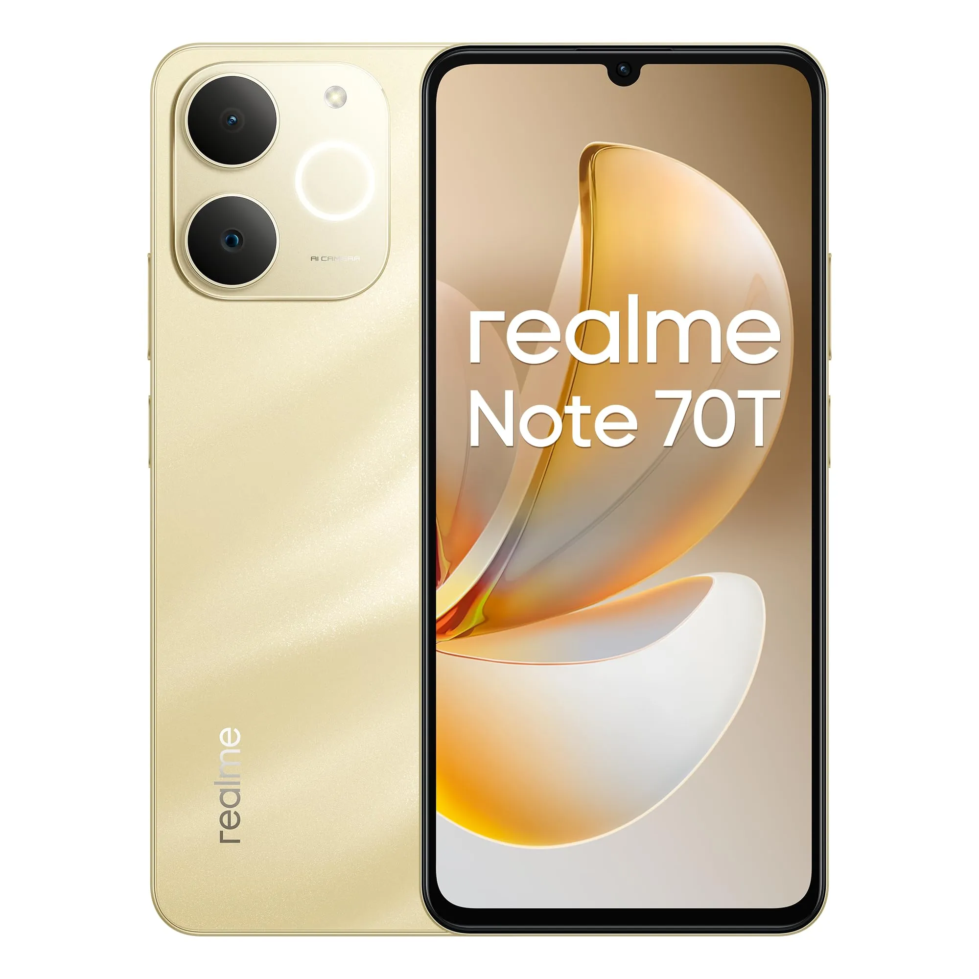 realme Note 70T Smartphone 4GB+128GB Oro, Schermo 6.75 pollici, Refresco a 90Hz, Batteria 6000mAh, Ricarica Rapida 15W, Fotocamera de 18MP, Chipset Octa-core, IP54