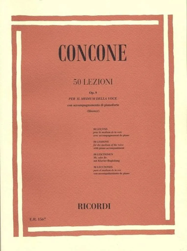 Concone 50 Lezioni di Canto Op. 9 | Voce Medium con Accompagnamento Pianoforte | Metodo Didattico per Cantanti | Esercizi Vocali e Lezioni di Canto | Libro di Musica per Studenti e Insegnanti