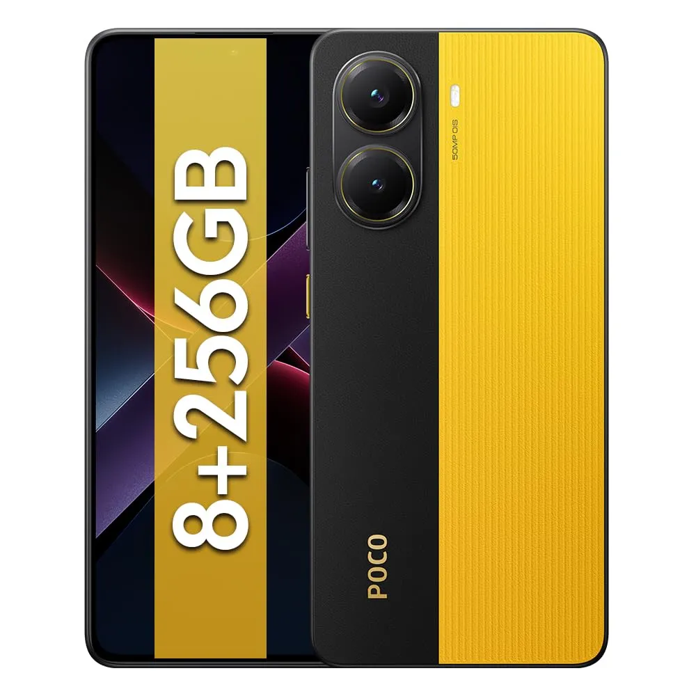 Xiaomi Poco X7 Pro 5G Smartphone, 8+256GB, Dimensity 8400-Ultra, 6,67” CrystalRes 1.5K Flow AMOLED, Fotocamera 50 MP, 6000 mAh, HyperCharge da 90 W, IP68, NFC, (caricatore non incluso), Giallo