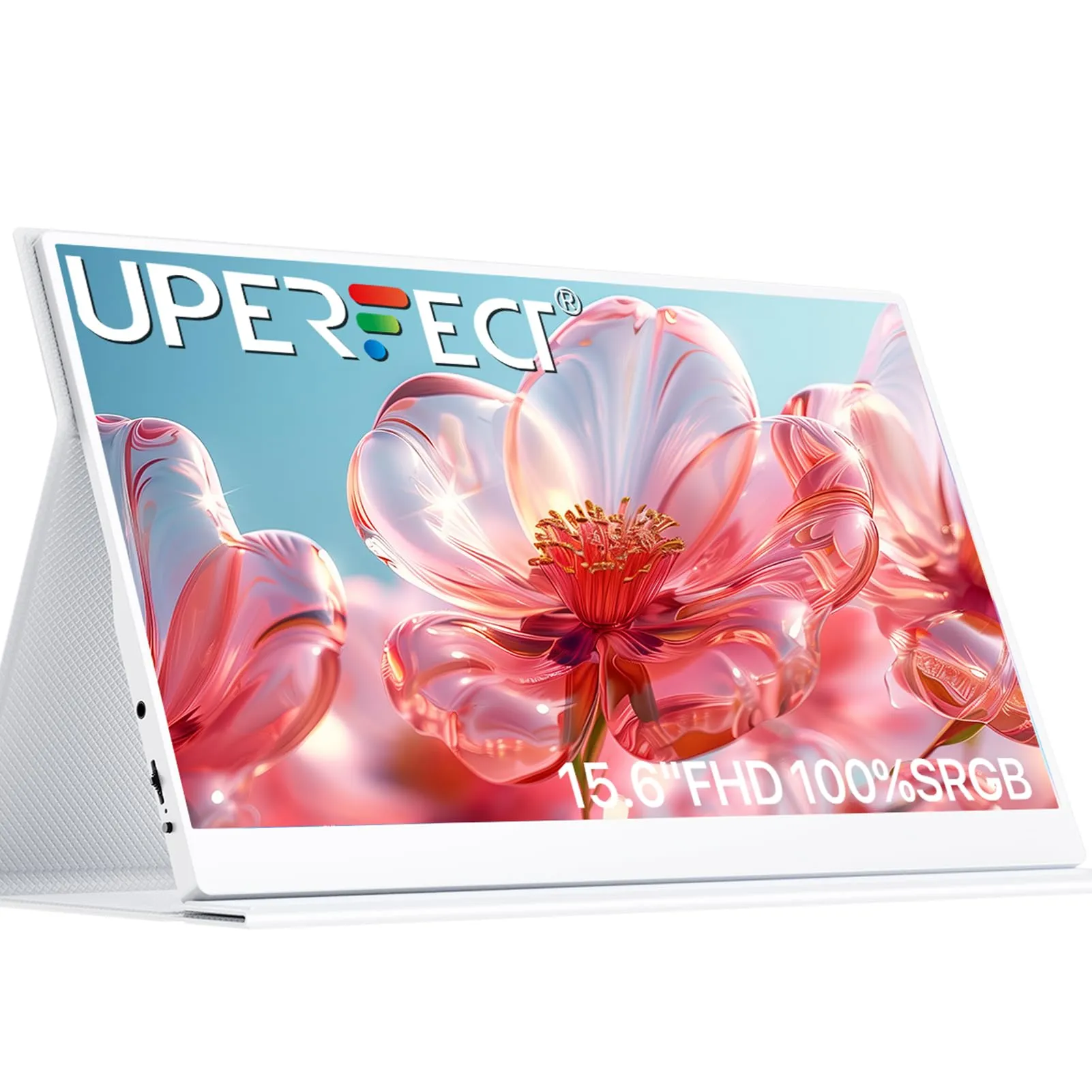 UPERFECT Monitor Portatile 15,6" 1920×1080 FHD IPS Portable Monitor Bianco | Smart Cover & VESA | 100% sRGB | Design Ultrasottile e Minimalista | Schermo da Viaggio per Laptop/PC/Console di Gioco