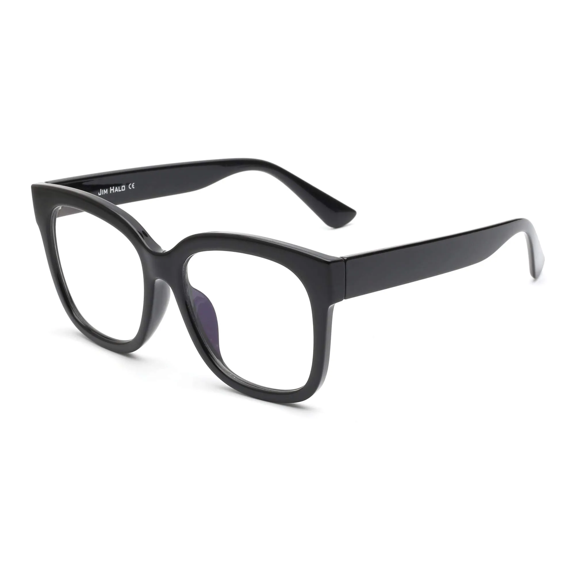 JIM HALO Occhiali Luce Blu Grande Quadrati. Comodi e Resistenti a Schermi e Monitor. Per Donna - Uomo. [Nero]