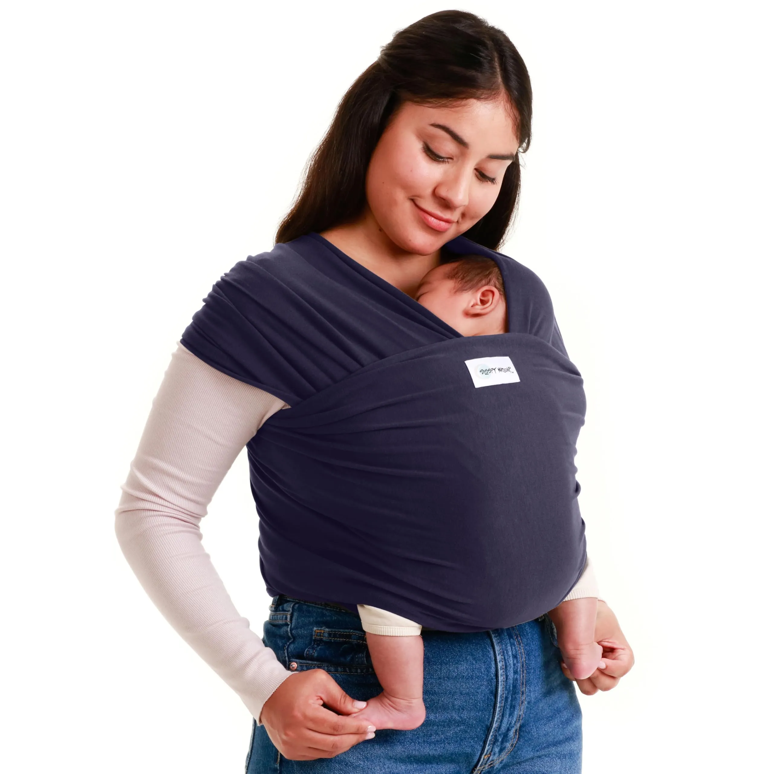 Sleepy Wrap Fascia Neonato Fino a 15 kg - Morbido, Facile da Indossare, Trasporto a Mani Libere, Marsupio Bambino a Fascia Porta Bebé (Blu Scuro)